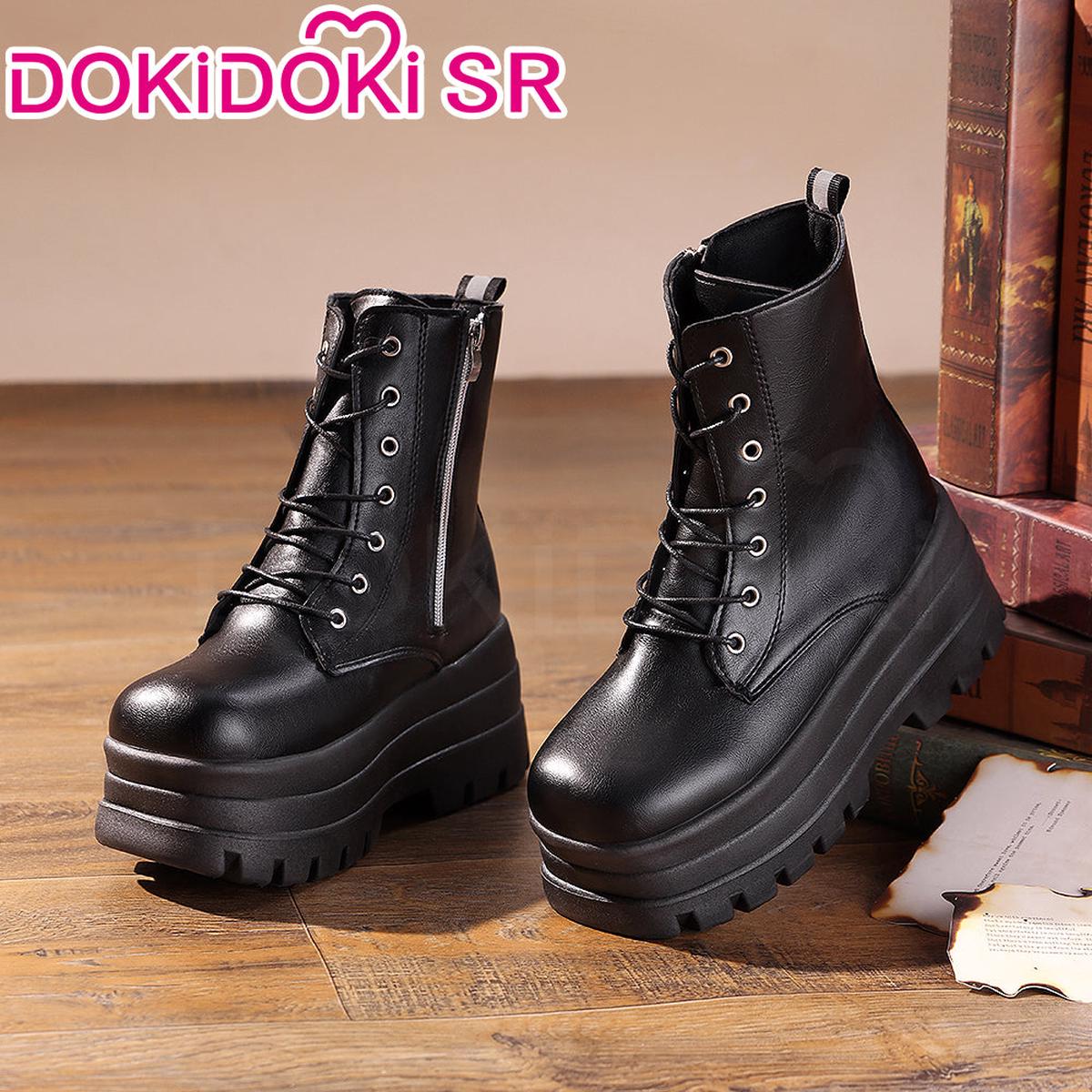 8 CMDokiDoki Height Increasing Shoes Elevator Shoes Martin Boots Black Invisible Thick-Soled 8 CM Platform Shoes