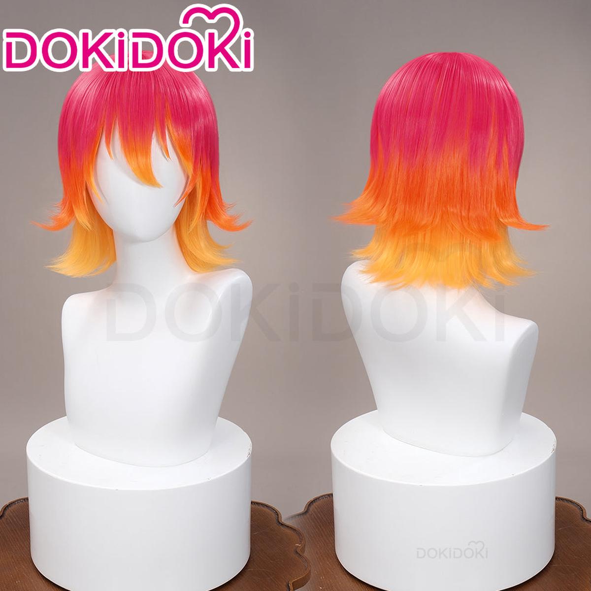 DokiDoki Anime FLCL Cosplay Haruko Haruhara Wig Short Straight Yellow Pink Gradient Hair