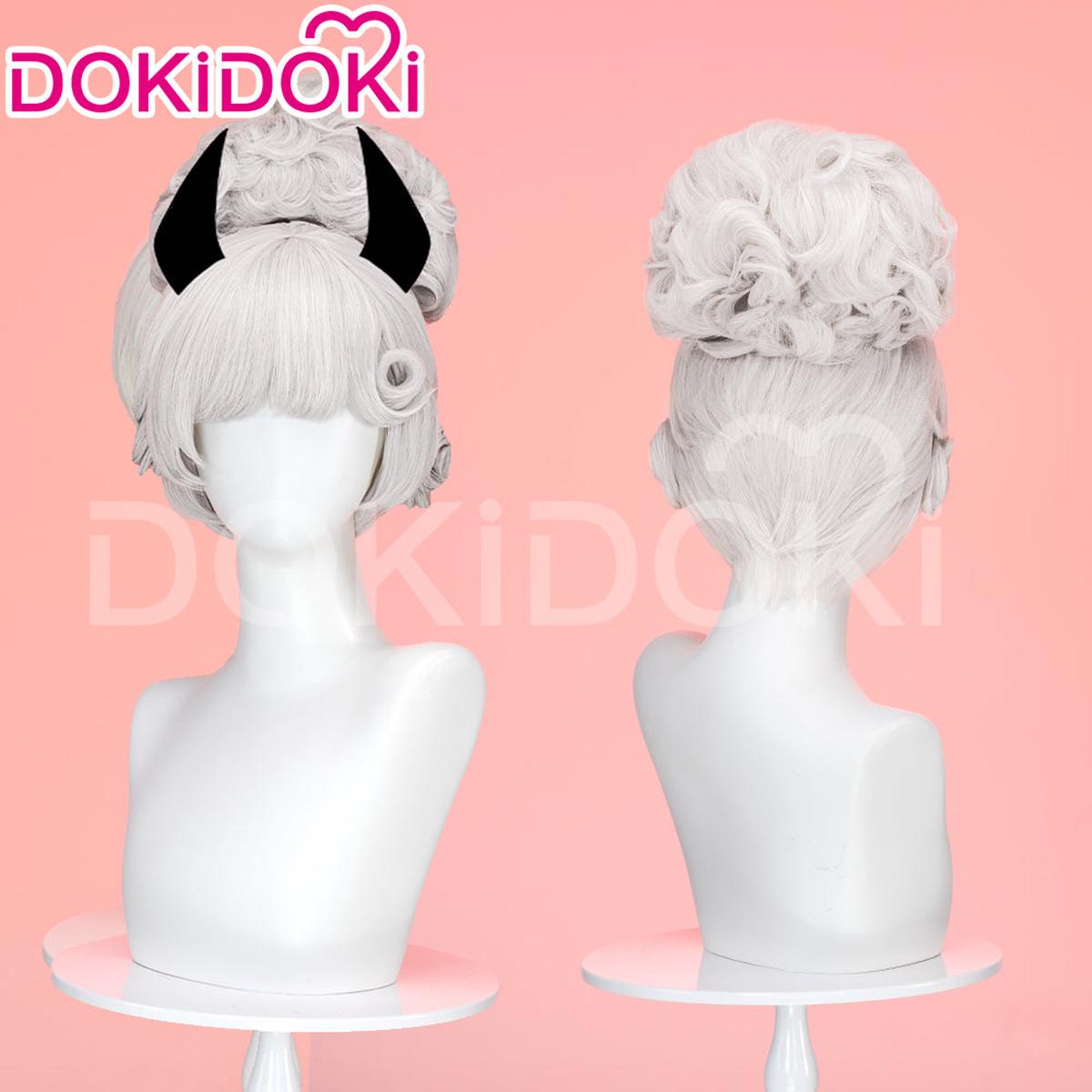 DokiDoki Anime Hell Hotel Cosplay Wig Short Curly White Hair