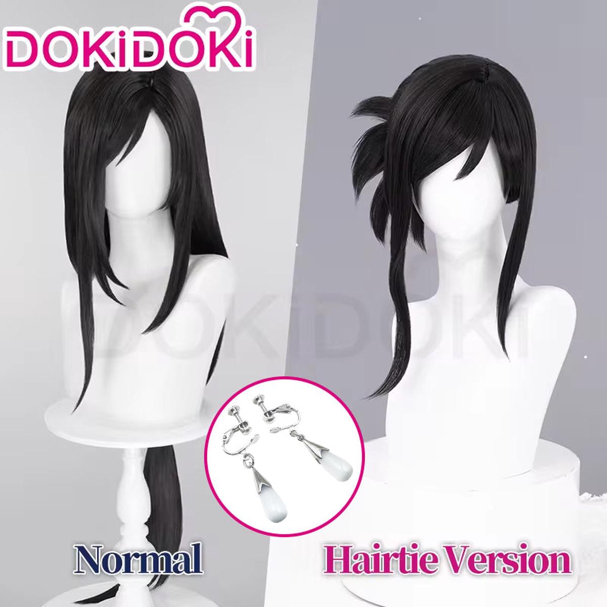 Partially Ready For ShipDokiDoki Tiifa Lockhhart Wig Earrings Women Long Black Tied Hair