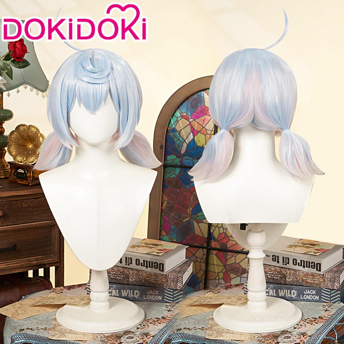 Ready For ShipDokiDoki Game Genshin Impact Cosplay Fontaine Sigewinne Wig Blue Pink Twin Tail Cute