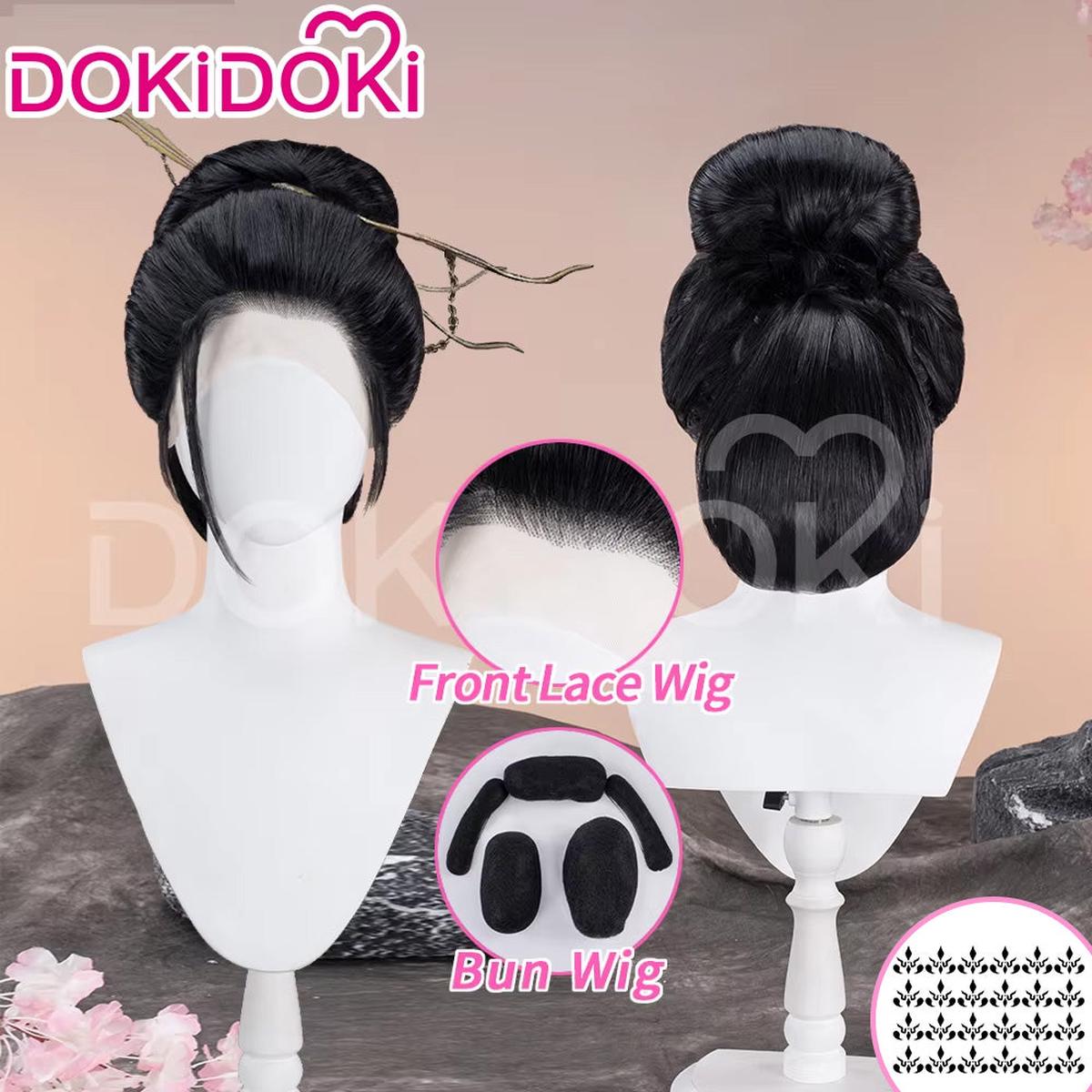 Ready For ShipFront LaceDokiDoki Game Black Myth Wukong Cosplay 4th Spider Sister Wig Long Straight Black Wig Tattoo