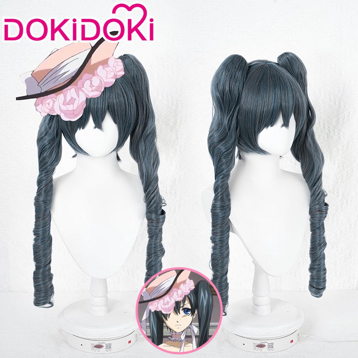 DokiDoki Anime Black Butler Cosplay Ciel Phantomhive Wig Lady Curly Double Ponytail Hair Woman