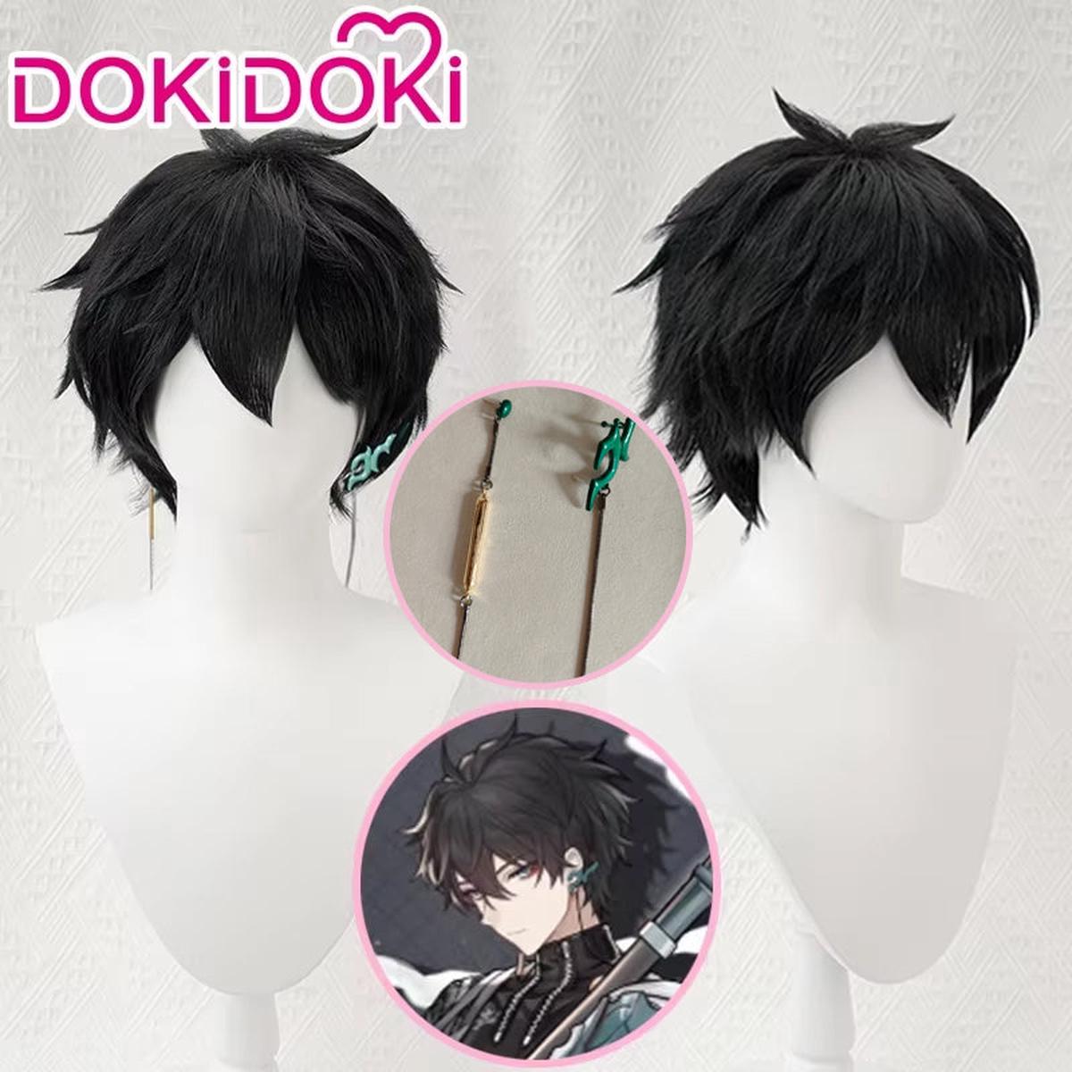 Ready For ShipDokiDoki Game Honkai Star Rail Cosplay Dan Heng Cosplay Wig Earrings Men Short Black Danheng