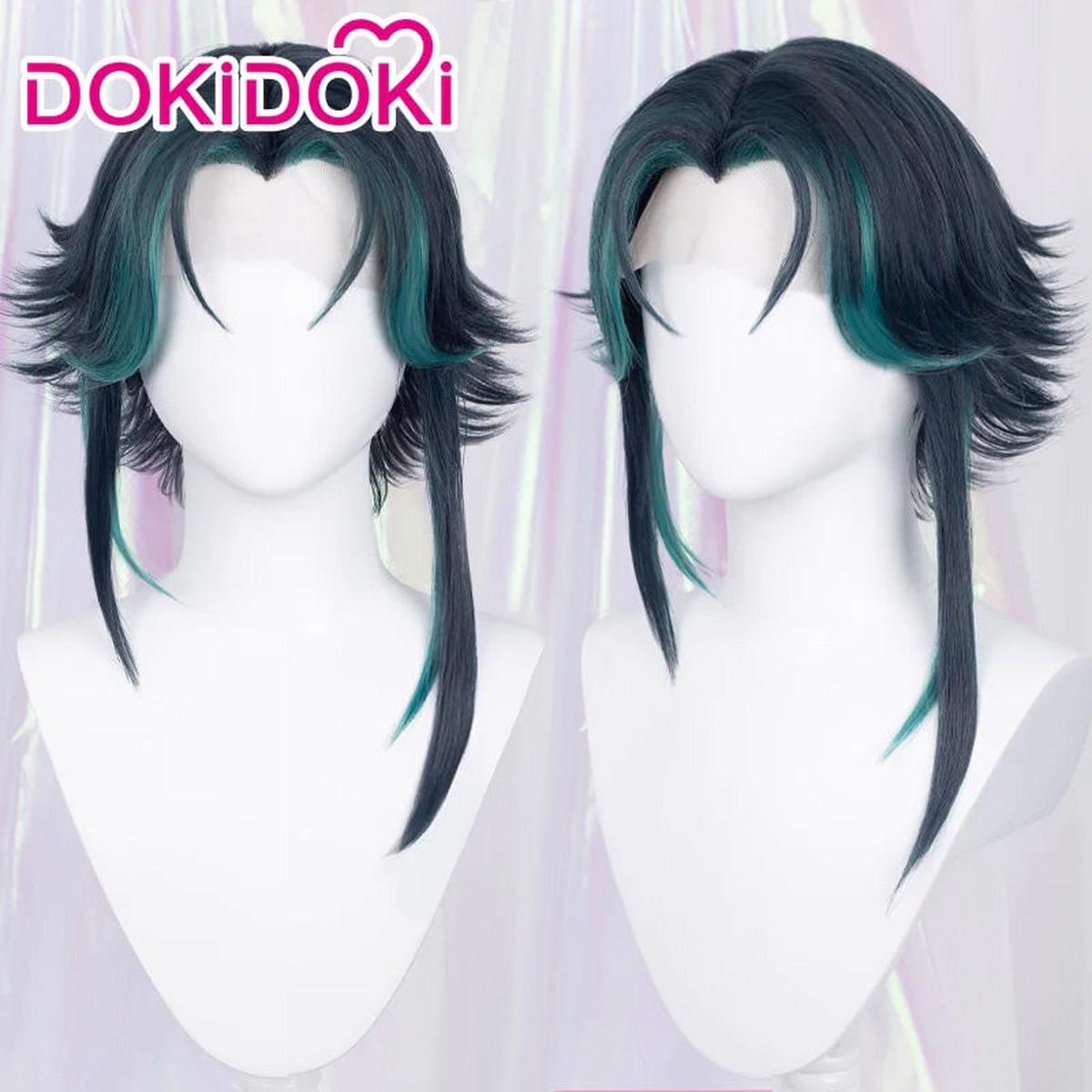 Ready For ShipFront LaceDokiDoki Game Genshin Impact Cosplay Xiao Wig Short Green Wig