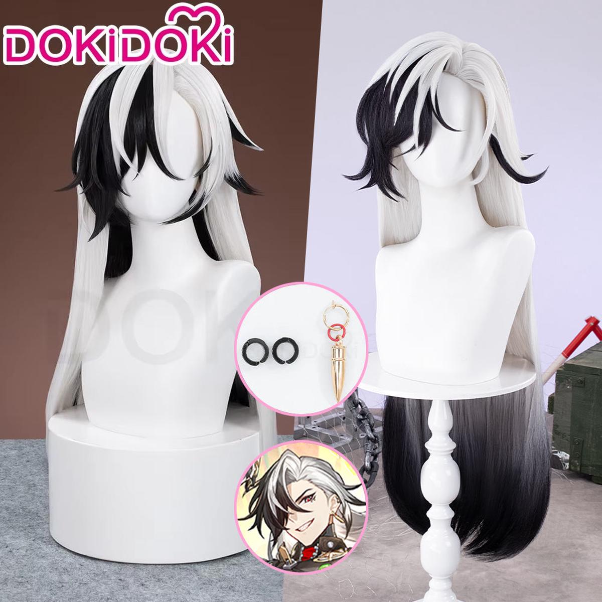 Ready For ShipDokiDoki Game Honkai Star Rail Cosplay Boothill Wig Earring Long White Black Wig Male
