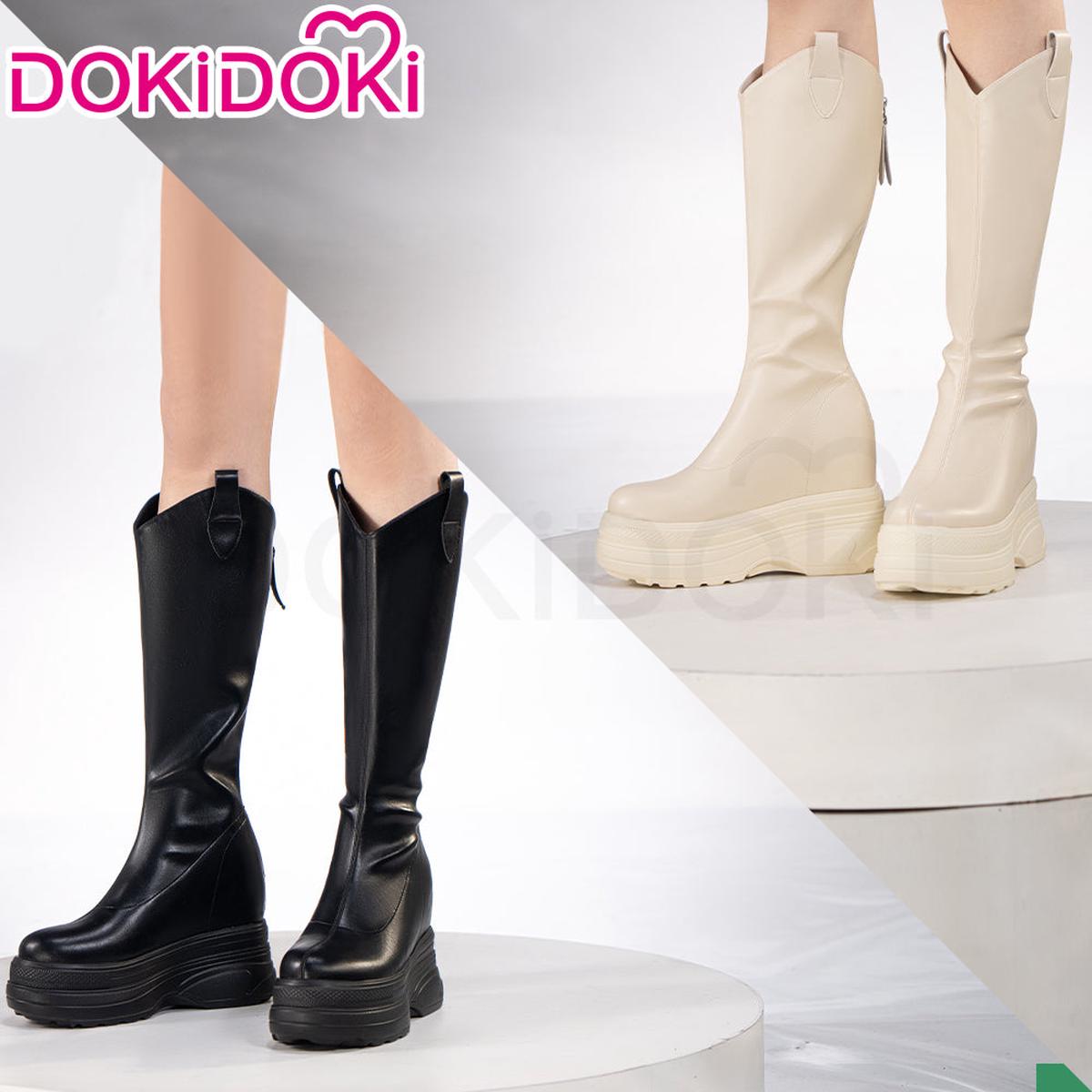 Partially Ready For Ship11CMDokiDoki Height Increasing Shoes Elevator Shoes Leather Boots Black White 11 CM
