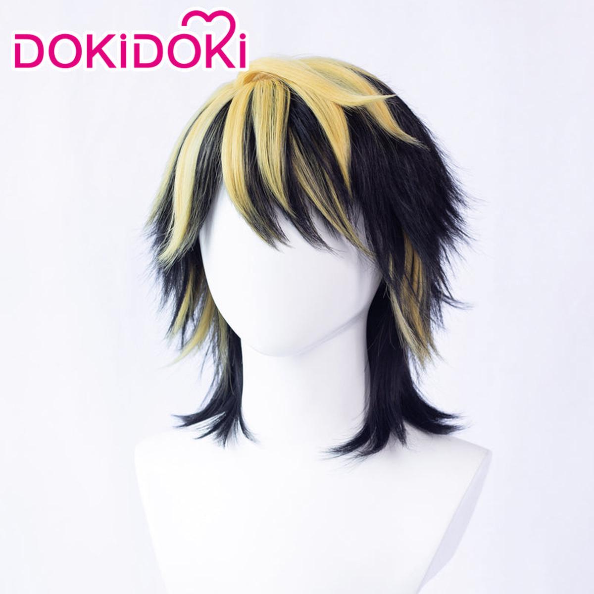 Ready For ShipDokiDoki Anime Cosplay Wig Short Black Yellow