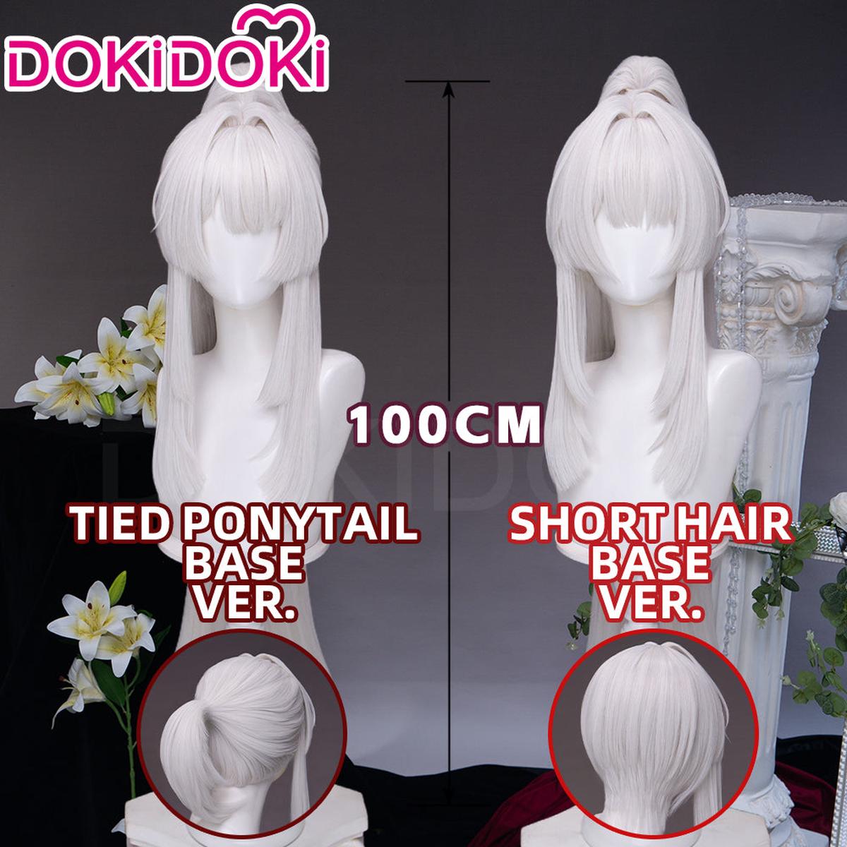 DokiDoki Game Wuthering Waves Cosplay Hiyuki Wig Long White Hair Ponytail