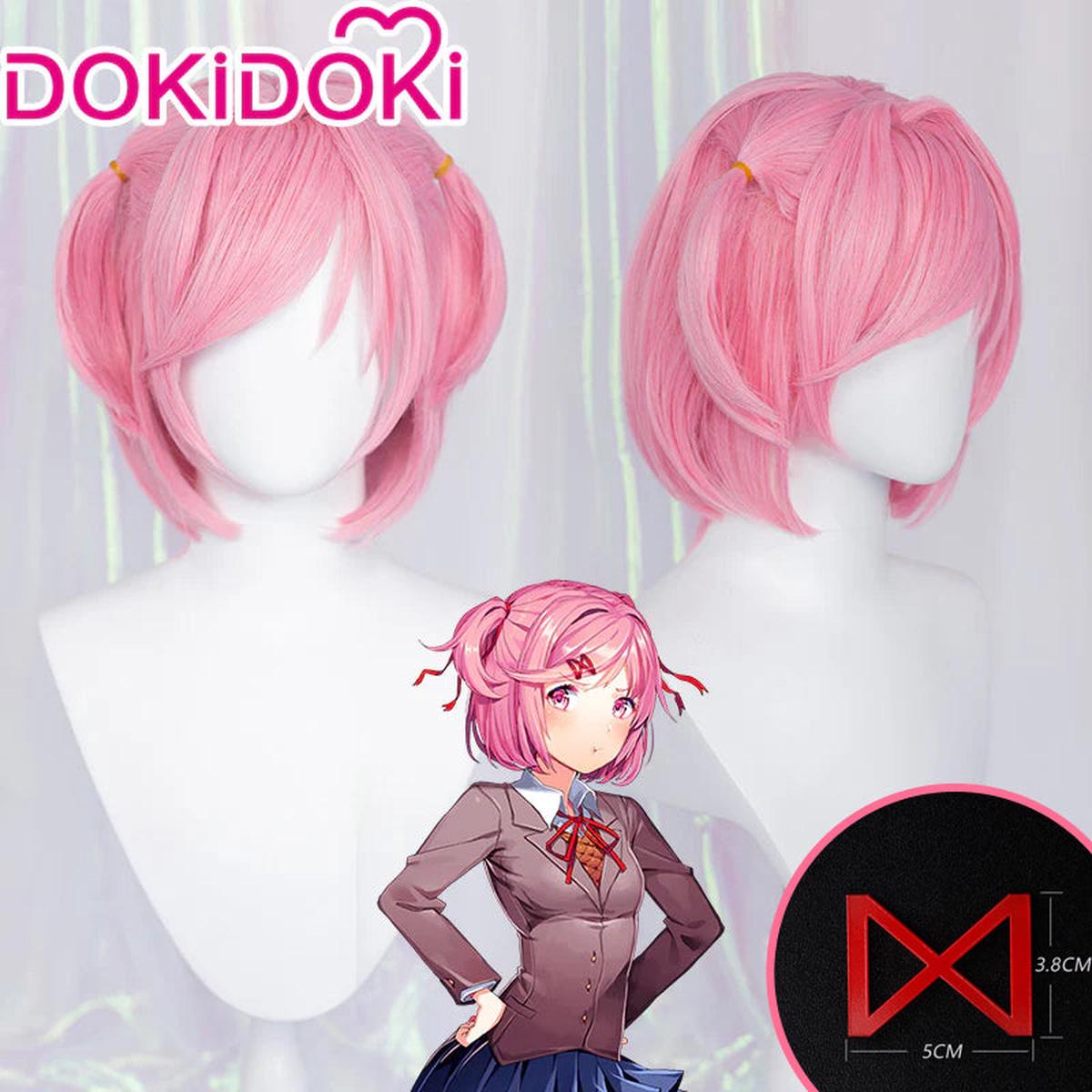 Ready For ShipDokiDoki GAME Literature Club Cosplay Natsuki Wig Hairclip Short Pink Wig DDLC