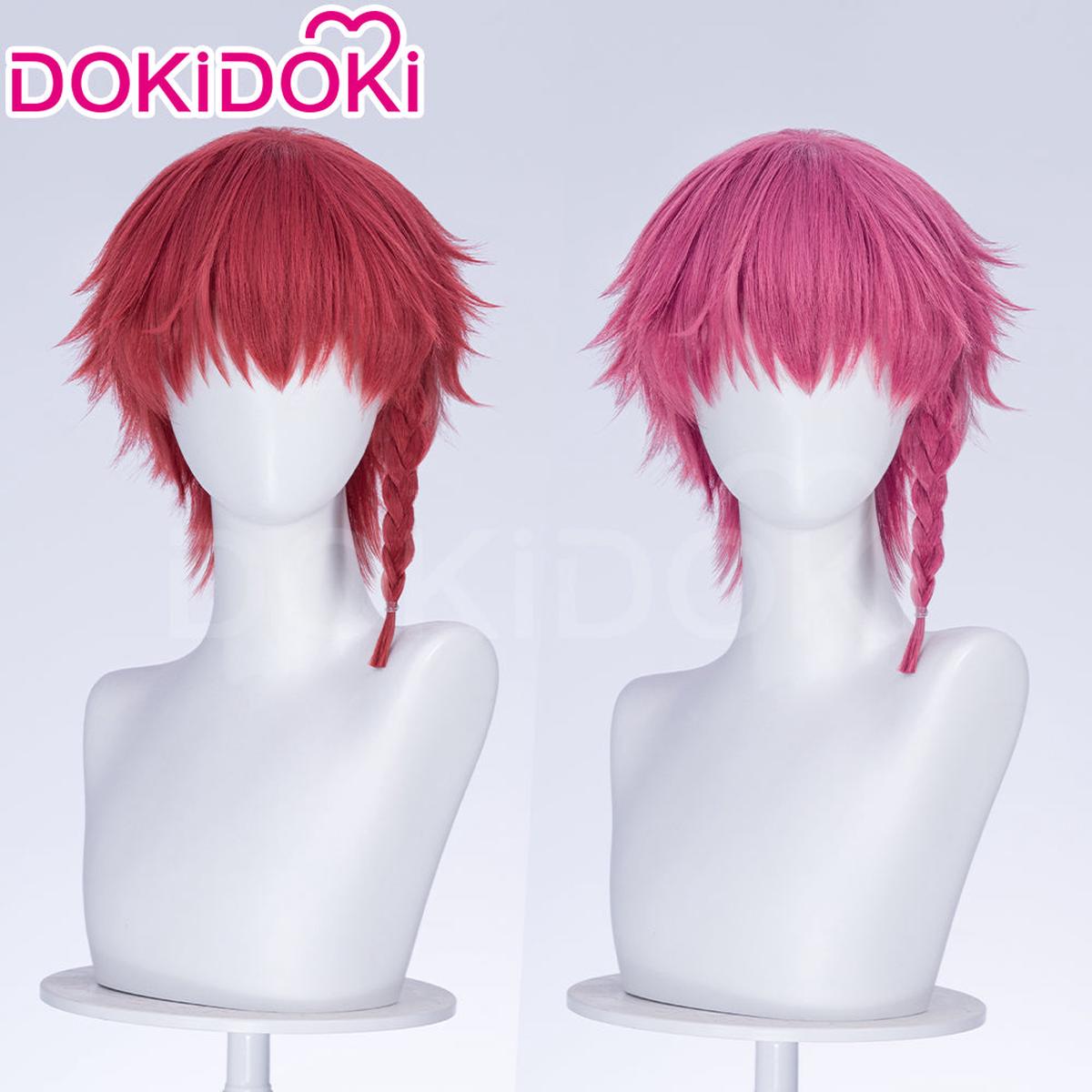 Ready For ShipDokiDoki Anime Cosplay Wig Red Pink Short Braid