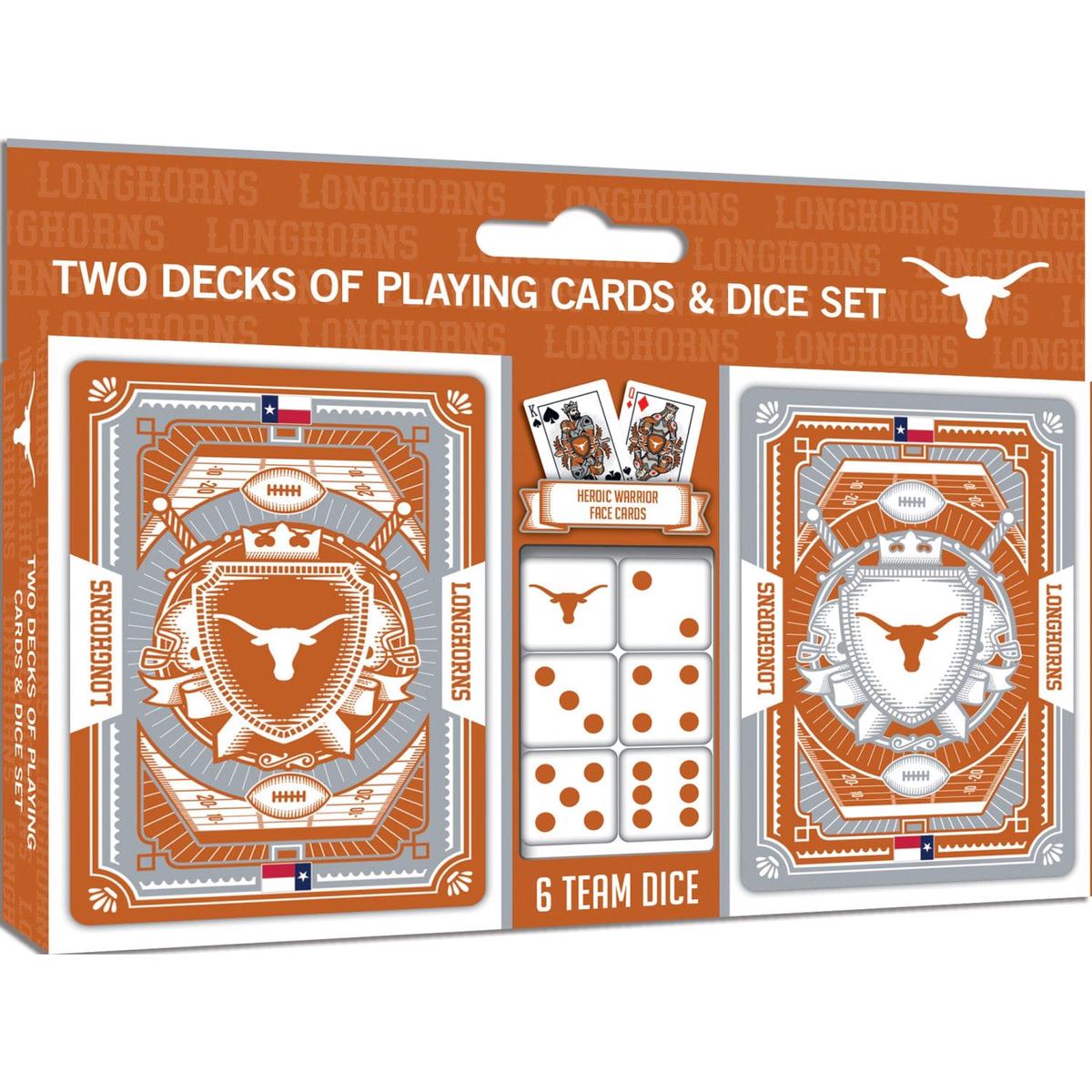 Texas Longhorns - 2-Pack Playing Cards Dice Set