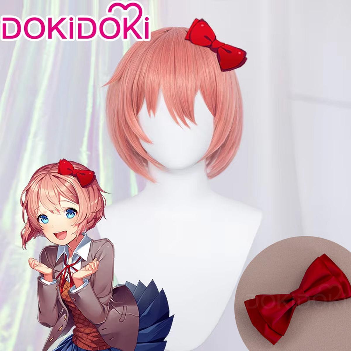 Ready For ShipDokiDoki Game Literature Club Cosplay Wig Hairband Sayori Short Pink DDLC
