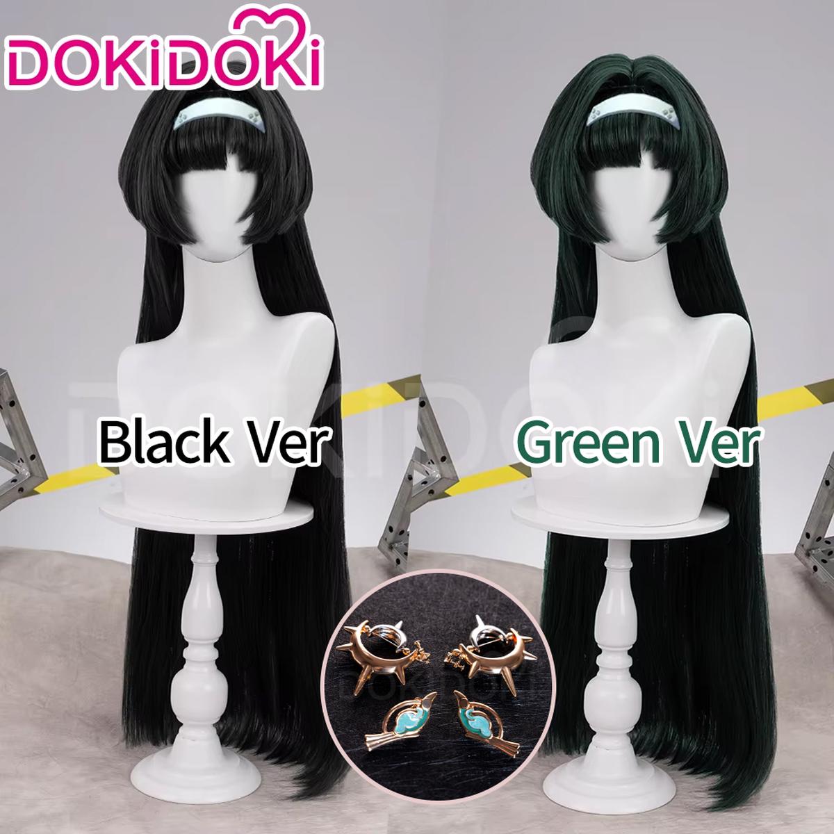 Ready For ShipDokiDoki Game Zenless Zone Zero Cosplay Astra Yao Wig Earrings Ear Clips Long Straight Black Green Hair ZZZ Yao Jiayin
