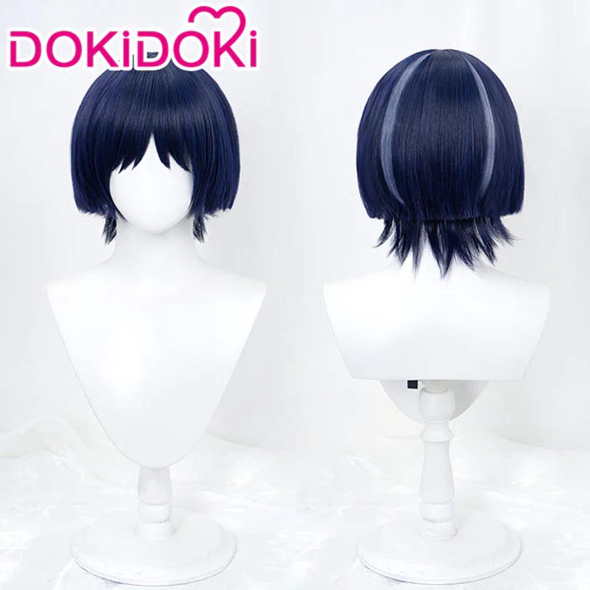 Partially Ready For ShipDokiDoki Game Genshin Impact Cosplay Scaramouche Wig Wanderer Short Dark Blue