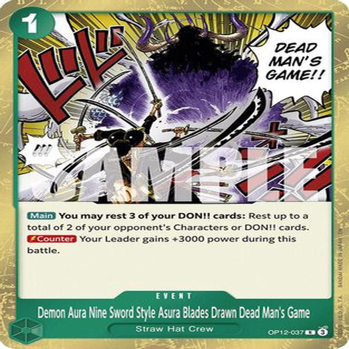 Demon Aura Nine Sword Style Asura Blades Drawn Dead Mans Game (OP12-037) - Legacy of the Master Foil