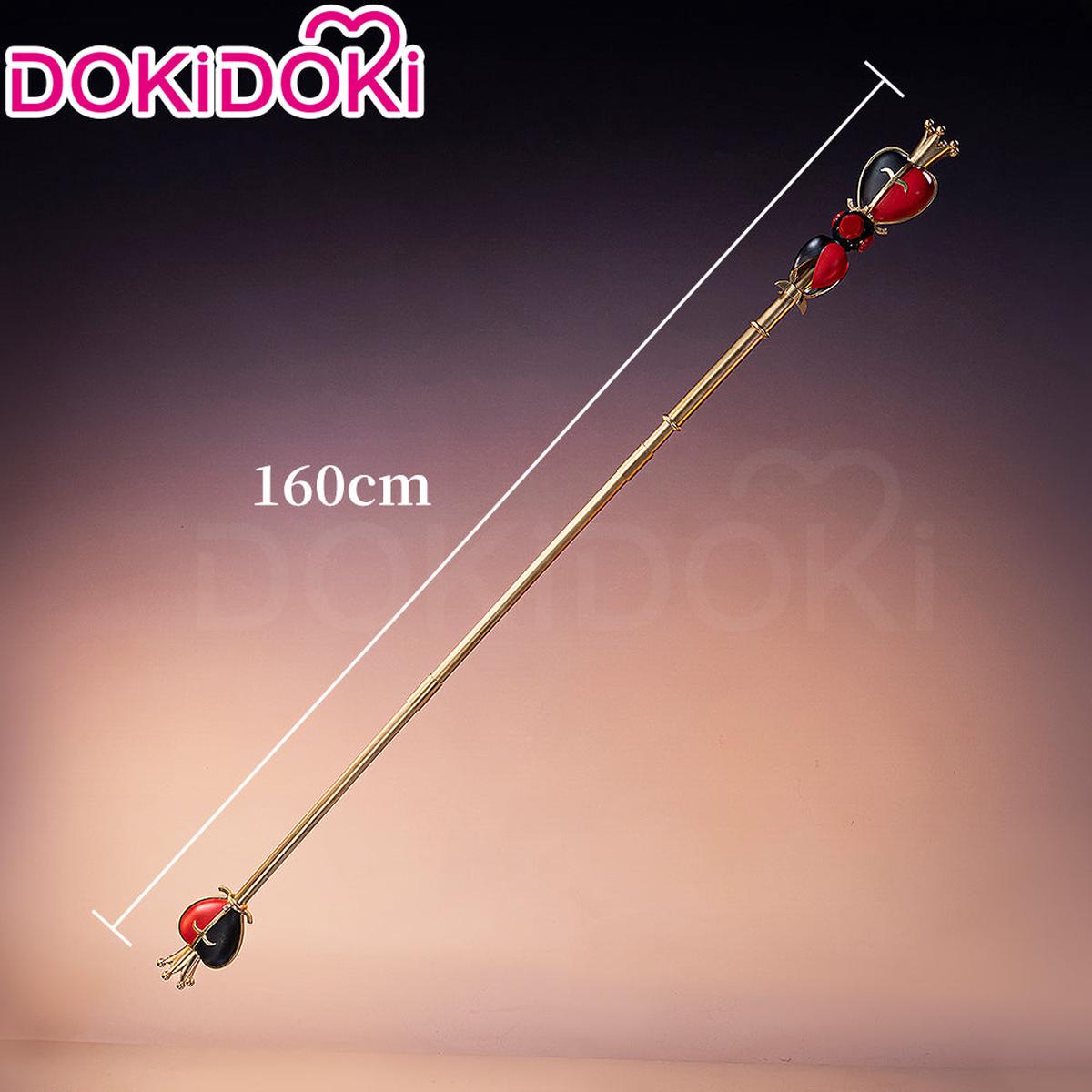 DokiDoki Game Anime Cosplay Red Black Hearts Prop Golden Scepter