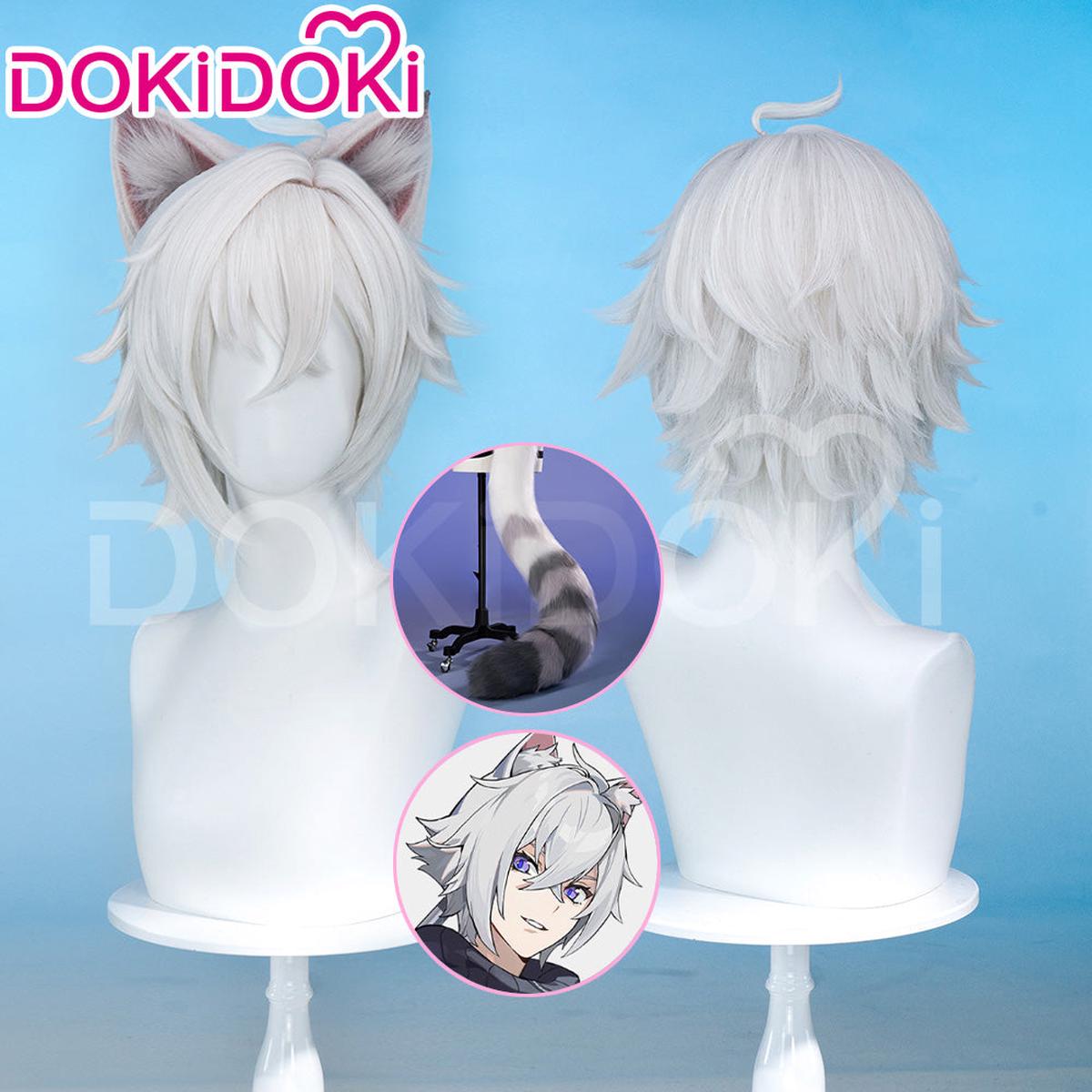 DokiDoki Game Zenless Zone Zero Cosplay Seth Lowell Wig Short Straight Silver Hair Ear Tail ZZZ