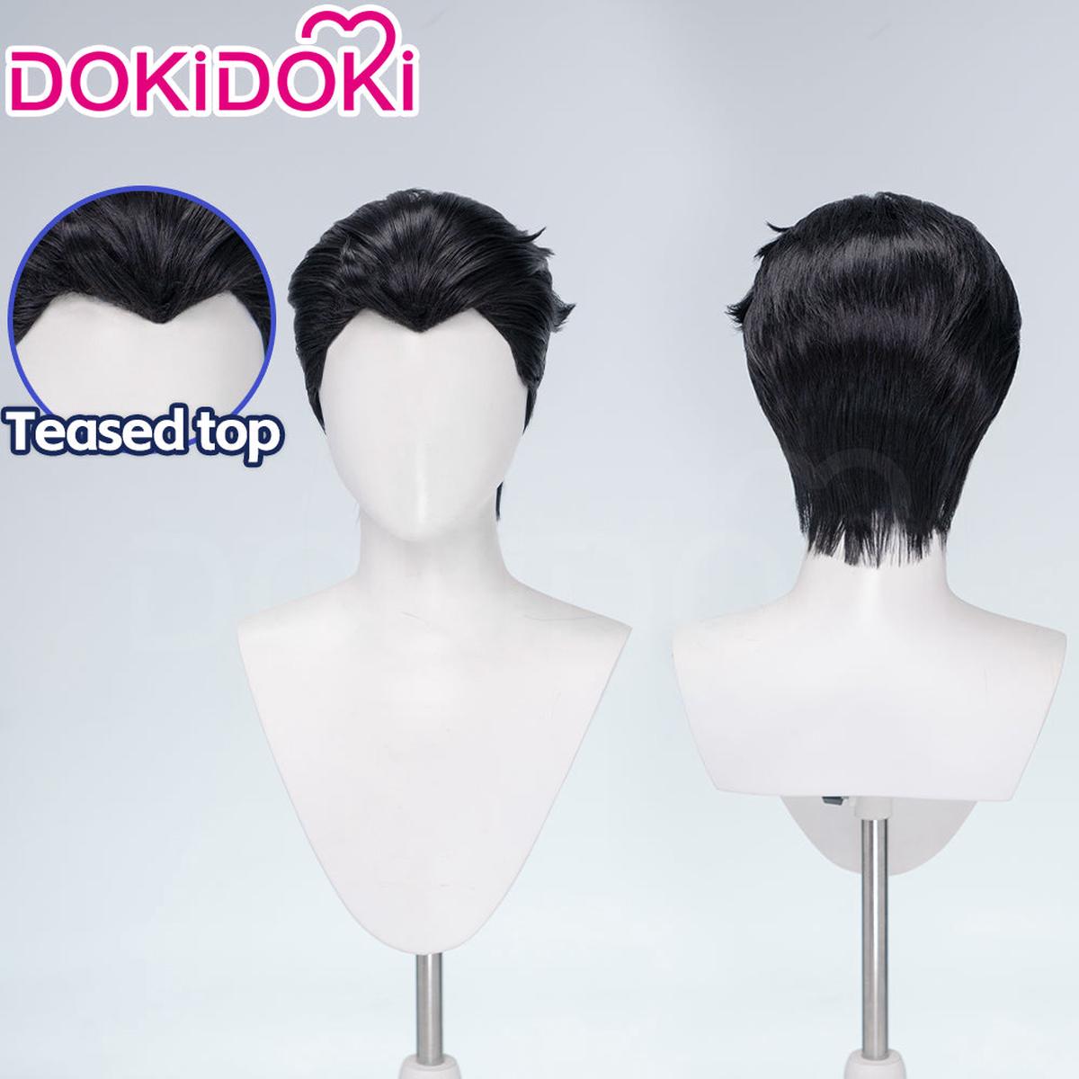 DokiDoki Movie Cosplay Hero Wig Short Black Slicked Back Hair