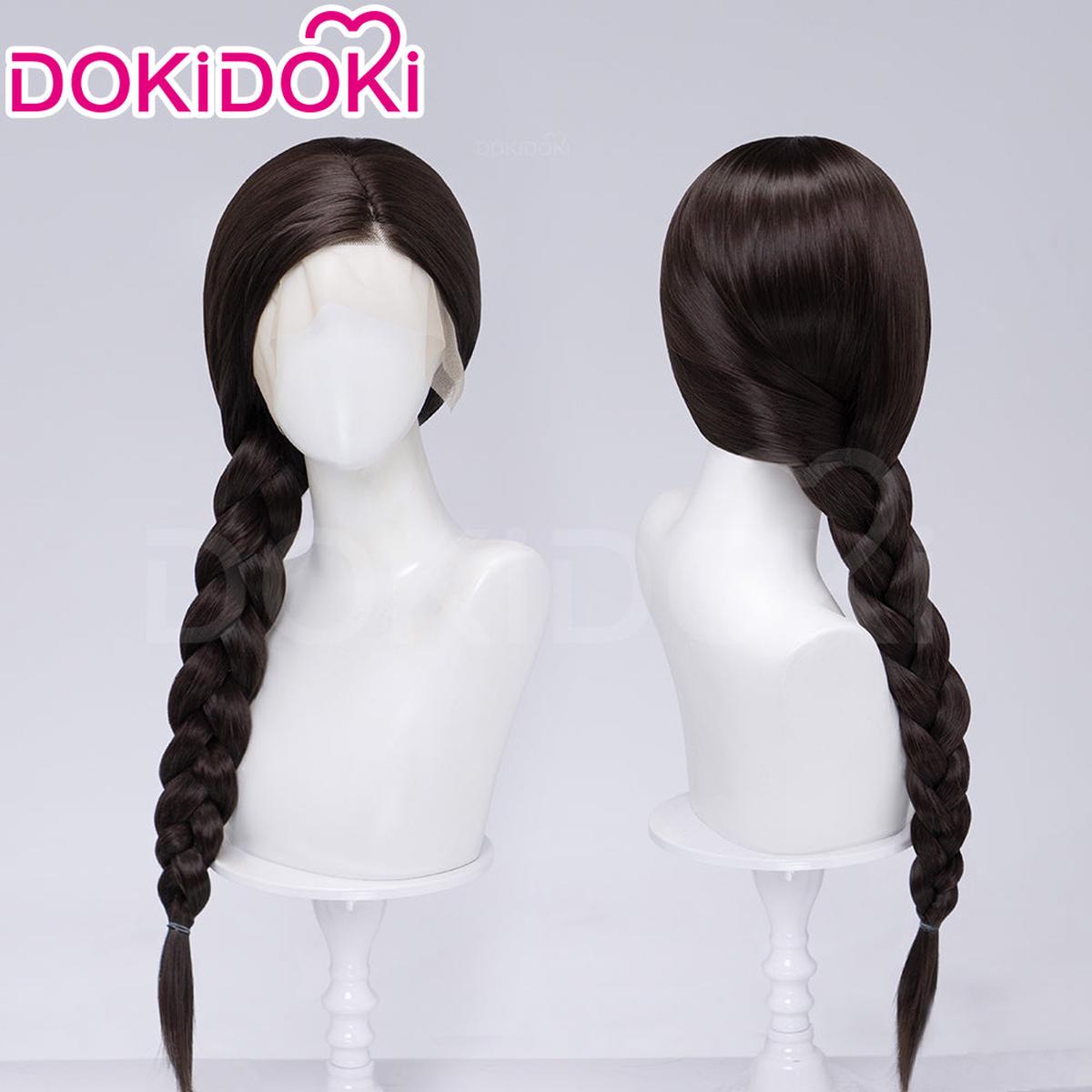 Front LaceDokiDoki Movie Cosplay Women Wig Long Cuely Black Hair Braid