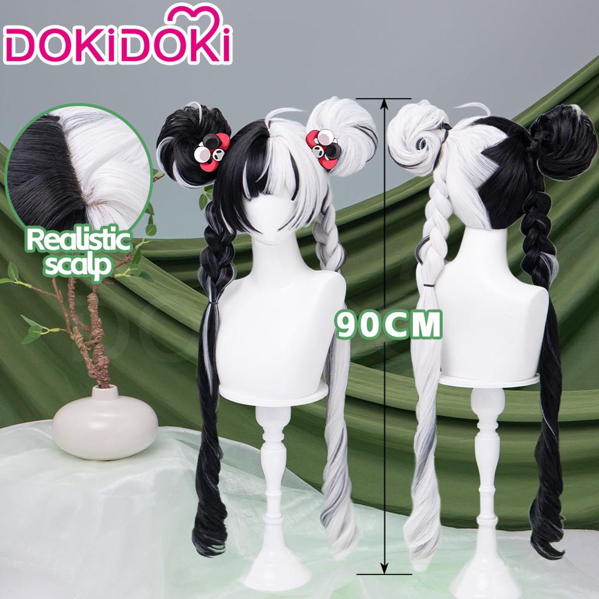Ready For ShipDokiDoki Game Zenless Zone Zero Cosplay Dialyn Wig Long Black White Hair Double Braids