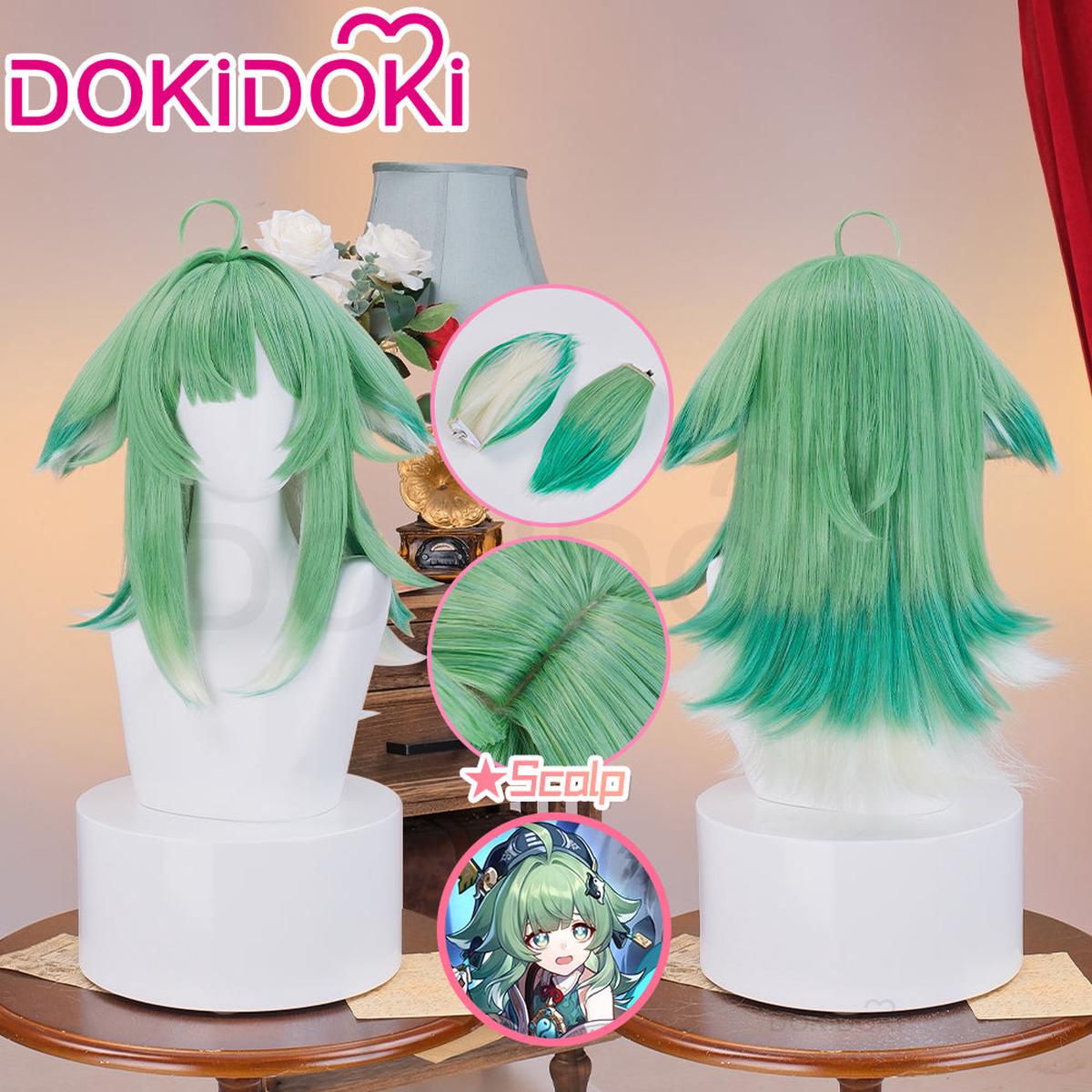 Ready For ShipDokiDoki Game Honkai Star Rail Cosplay Huo Huo Wig Long Straight Green Gradient Hair Huohuo