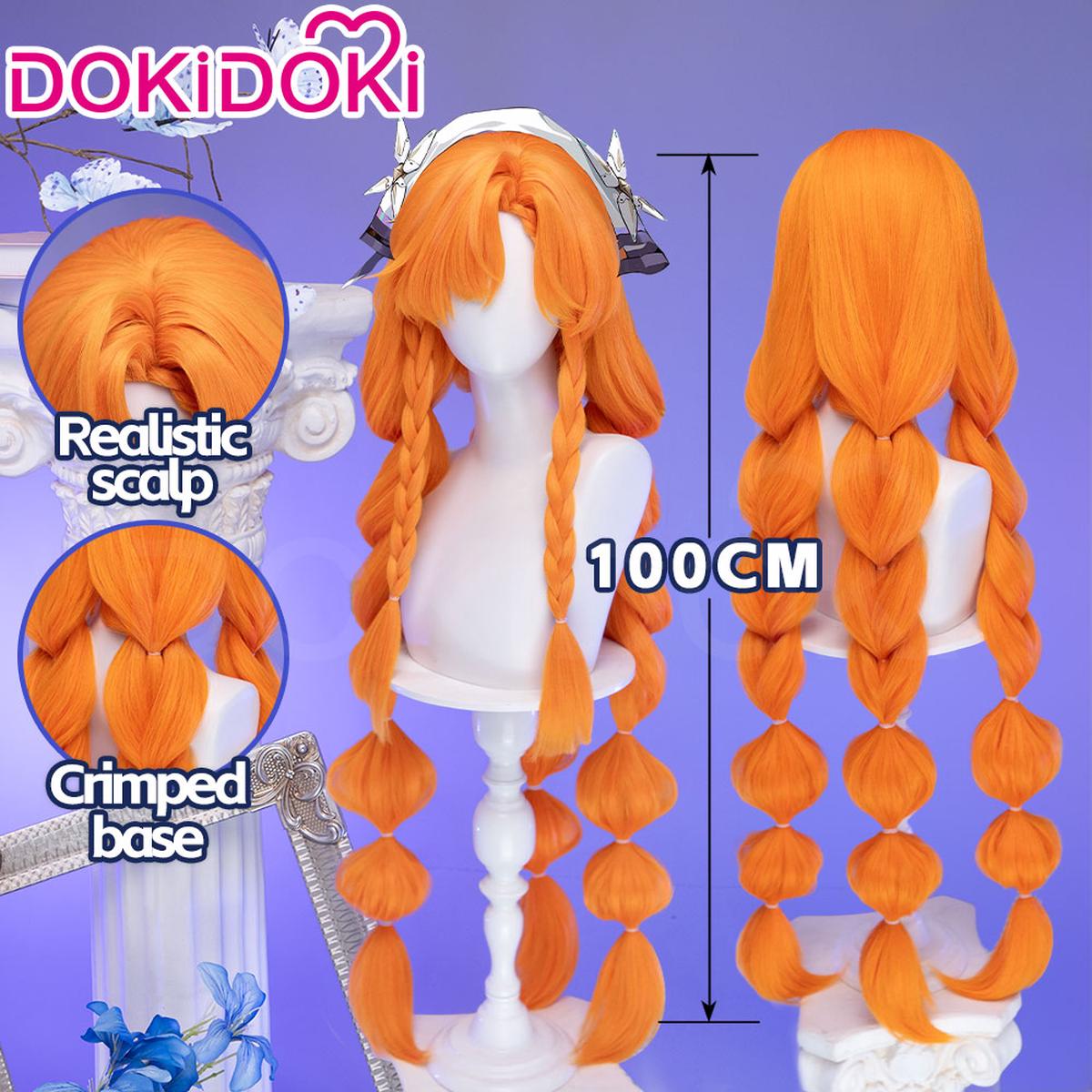 Ready For ShipDokiDoki Game Wuthering Waves Cosplay Sigrika Wig Long Orange Hair Bubble Braid Ponytail