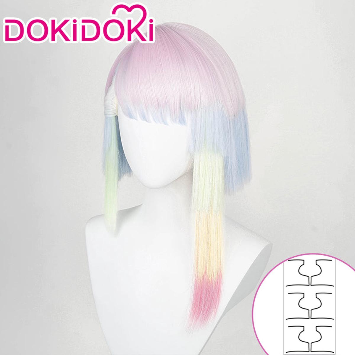 Ready For ShipDokiDoki Anime Cosplay Wig Short Colorful Wig Tattoo stickers