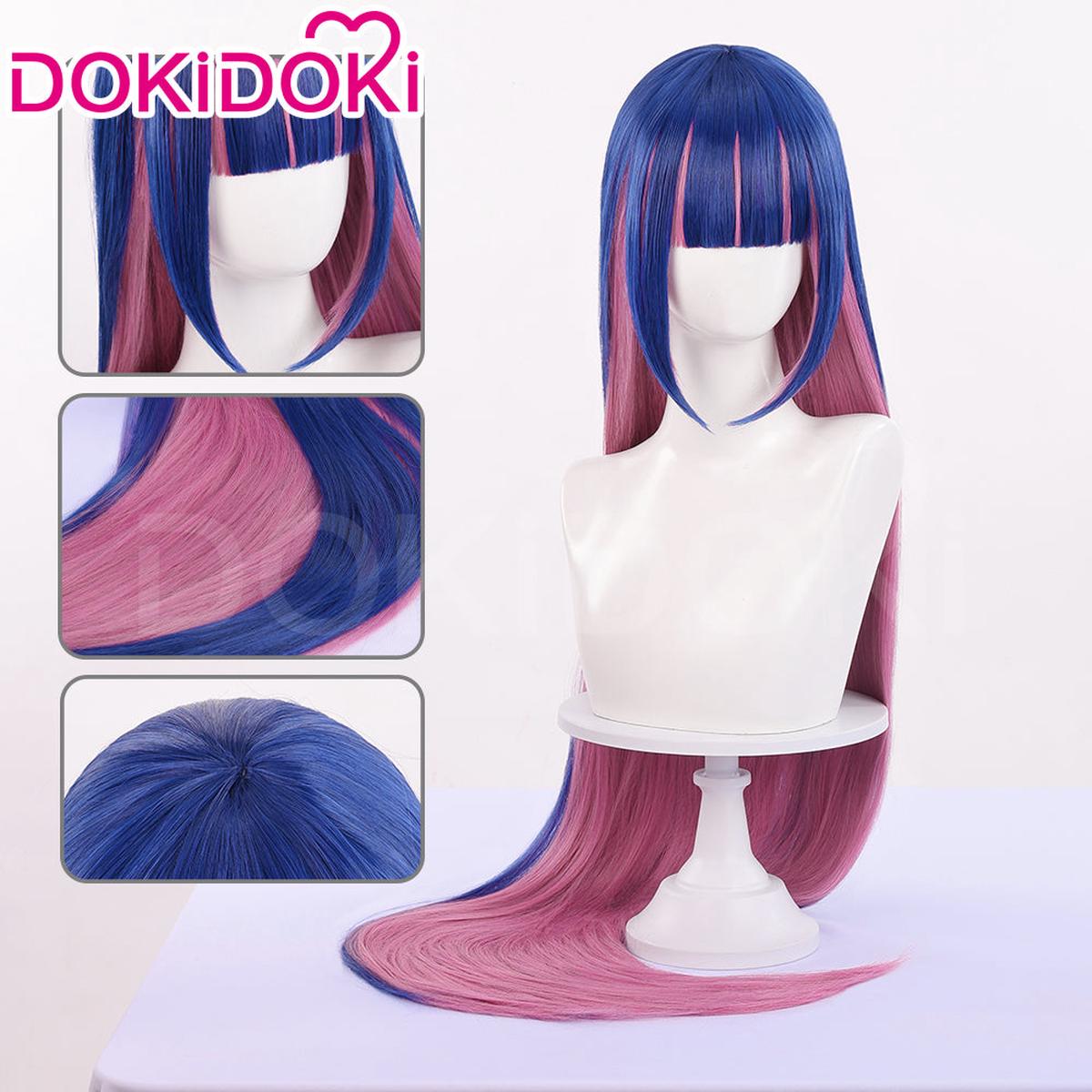 EU LOCAL SHIPPINGDokiDoki Anime Cosplay Cosplay Wig Long Straight Blue Pink Hair