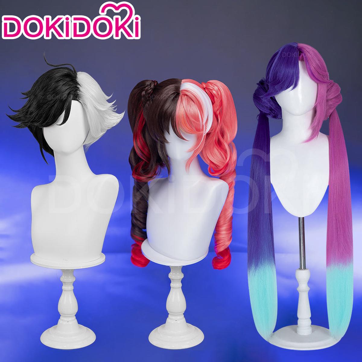 Partially Ready For ShipDokiDoki Game Cosplay Wig Short Black White Purple Pink Hair