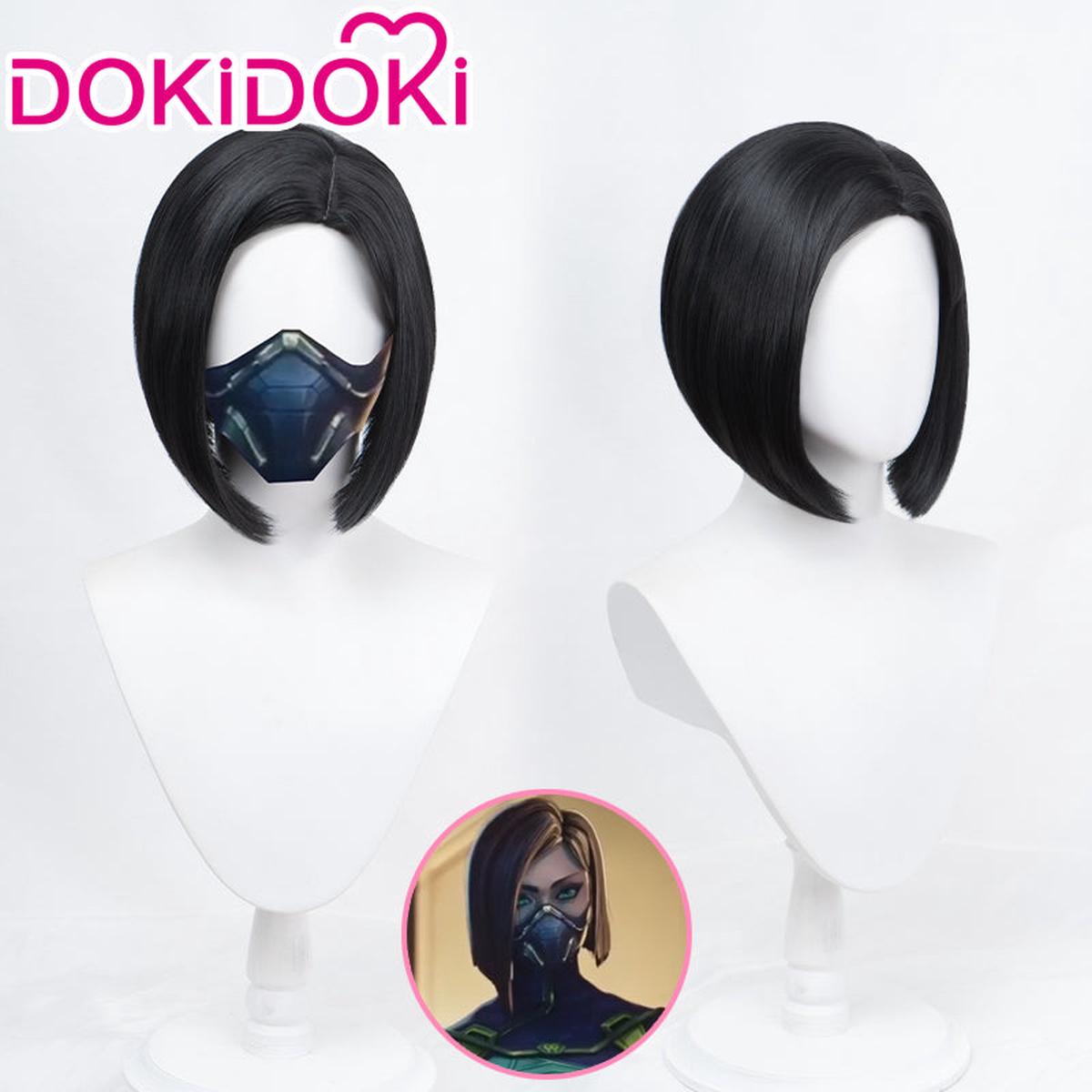 Ready For ShipDokiDoki Game Valorant Cosplay Viper Cosplay Wig Short Black Wig