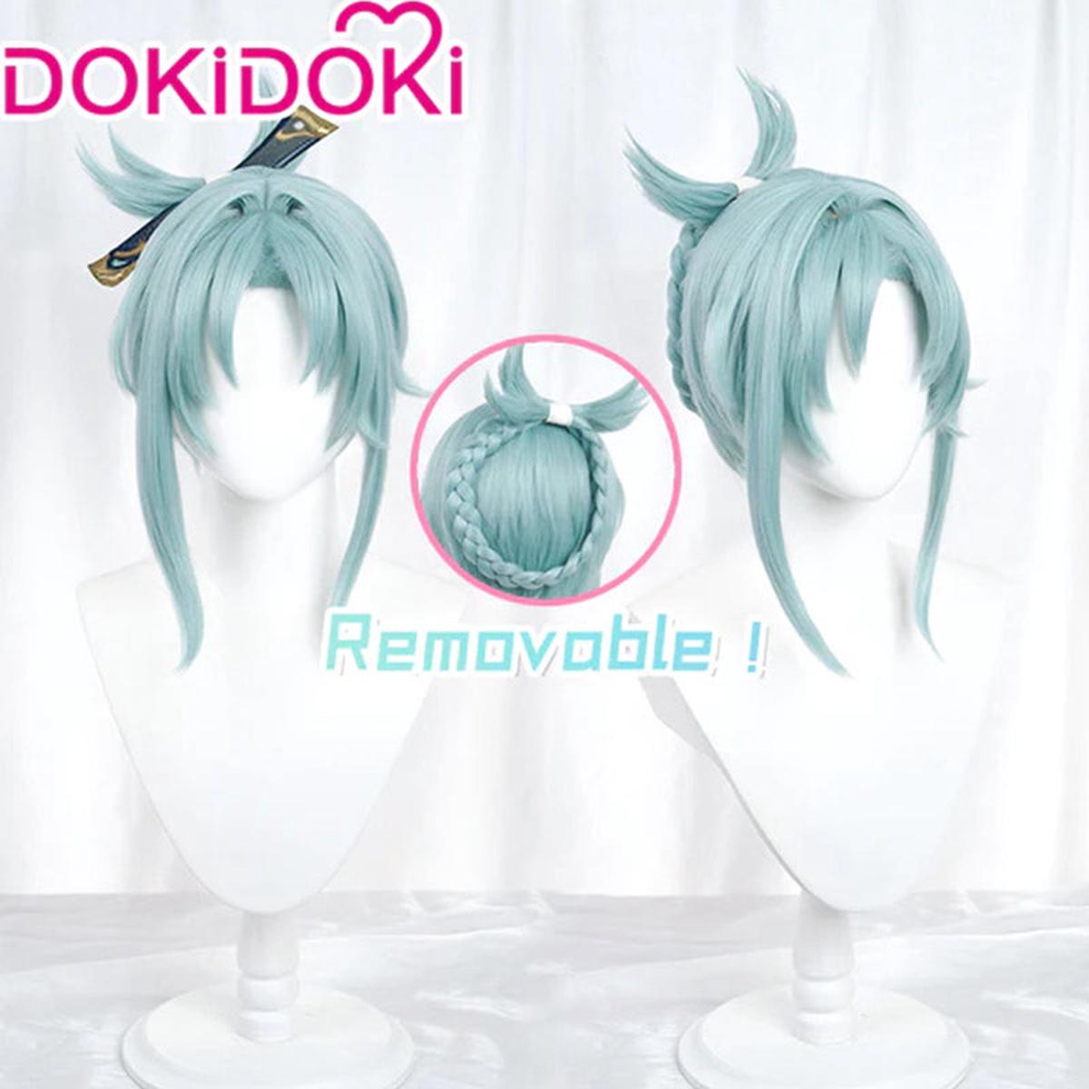 Light Green VerDokiDoki Game Genshin Impact Cosplay Madame Ping Wig Pinger Short Light Green
