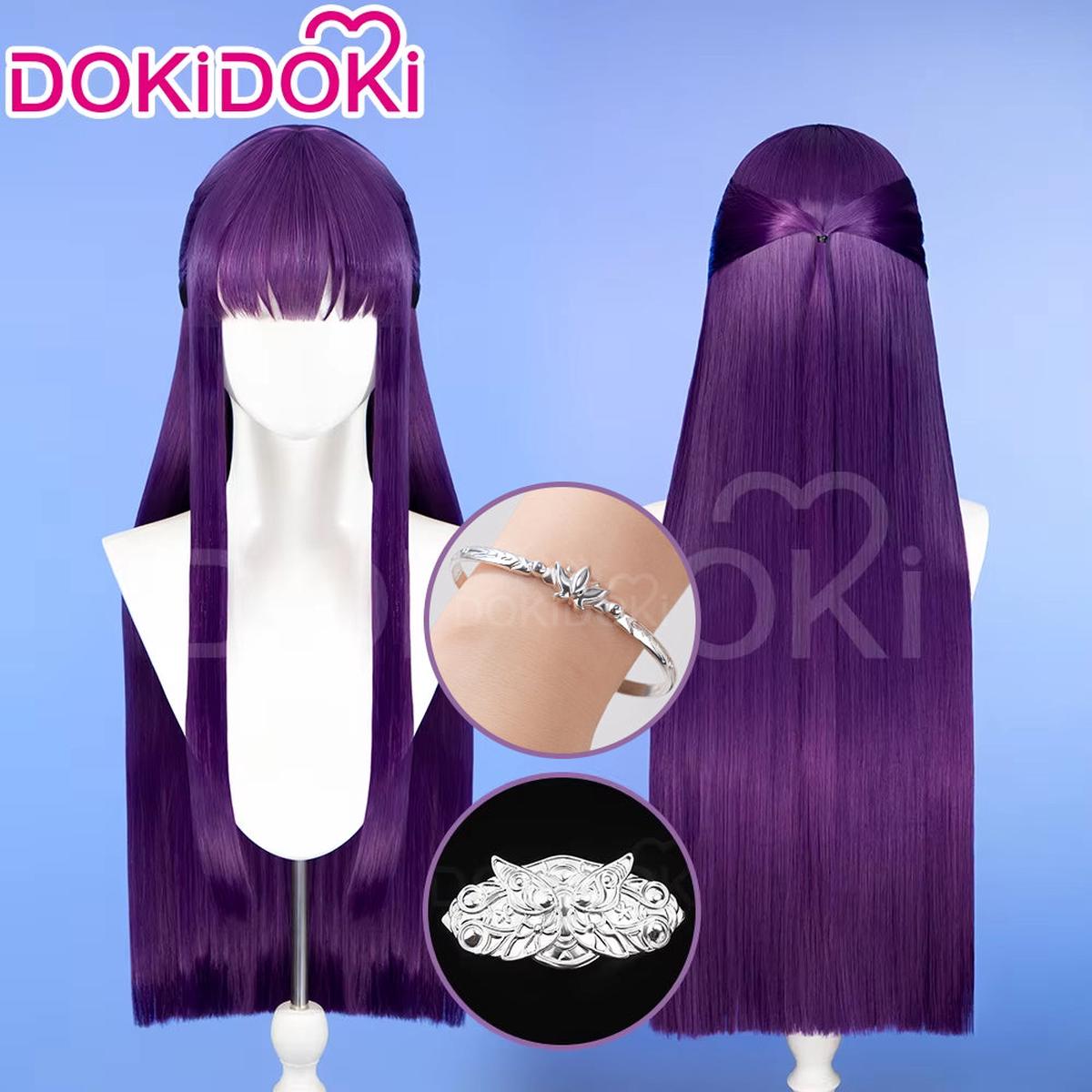Partially Ready For ShipDokiDoki Anime Cosplay Wig Accessory Bracelets Long Purple Straight Hair