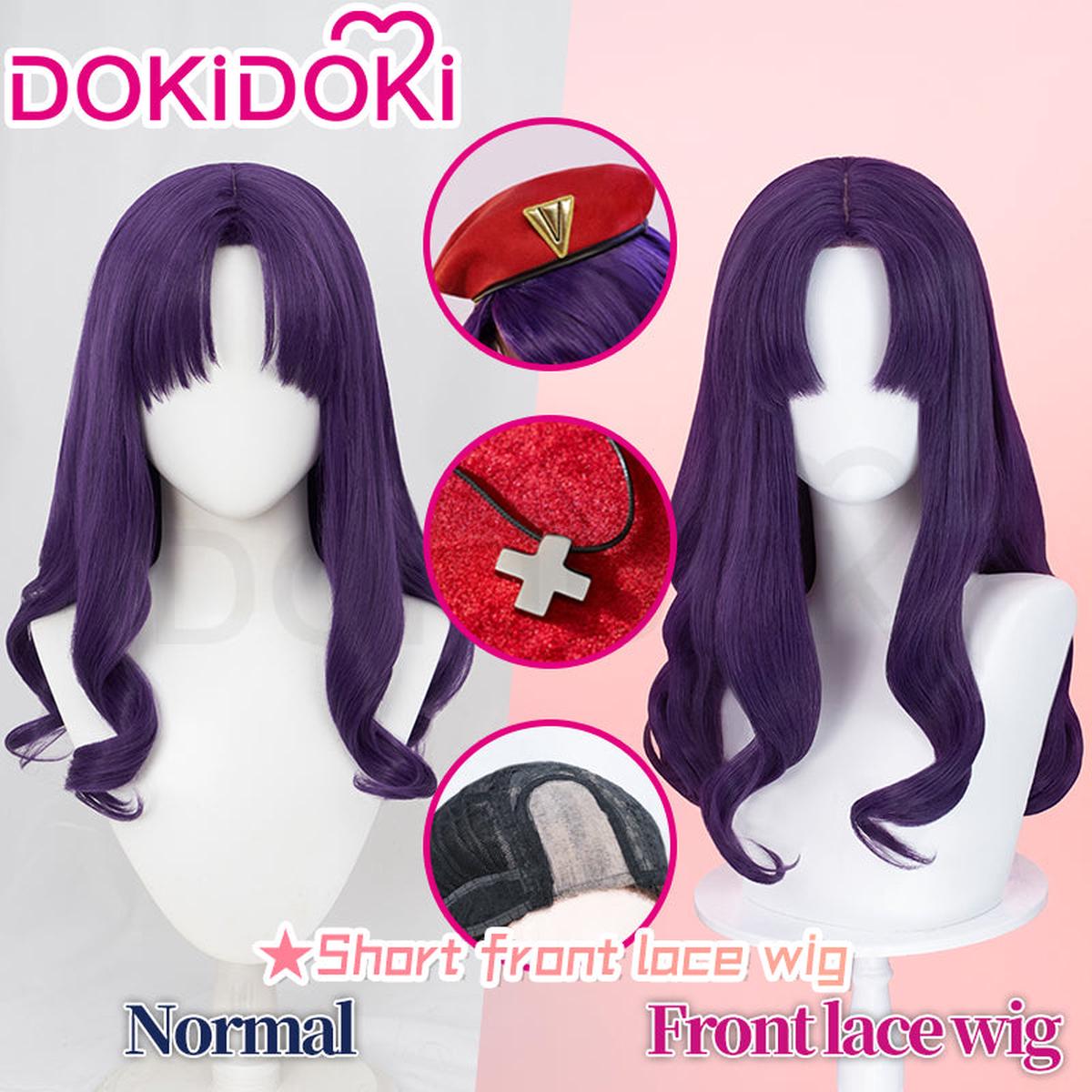 Normal Ver Ready For ShipFront LaceDokiDoki Anime Cosplay Wig Long Curly Purple Wig Hat Necklace