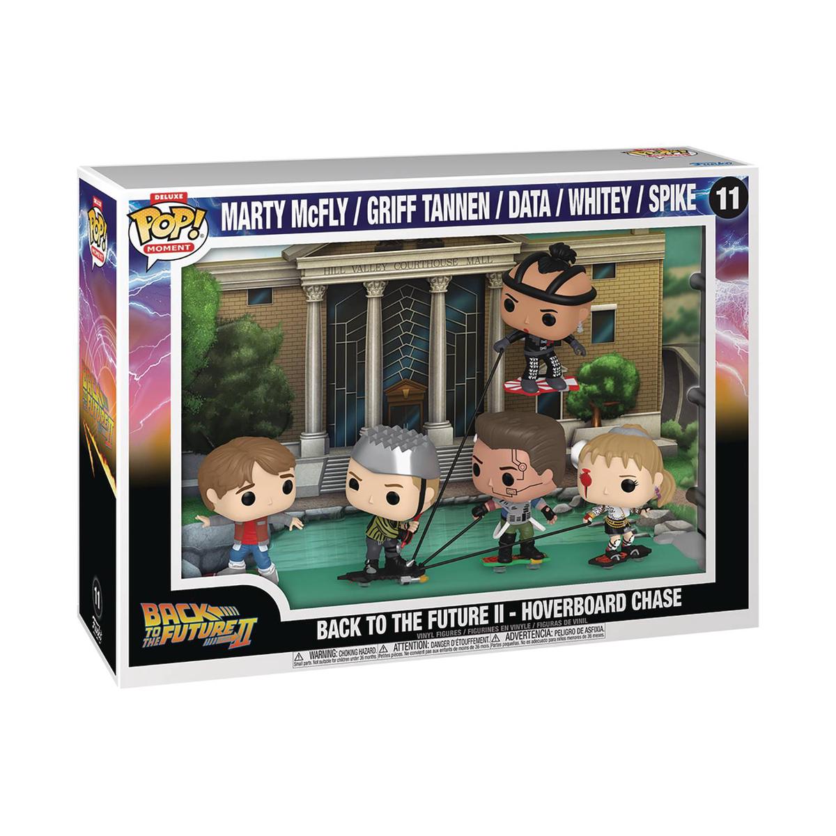 Funko POP Moment Deluxe Back to the Future Part II Hoverboard Chase with Marty McFly Griff Tannen Data Whitey Spike