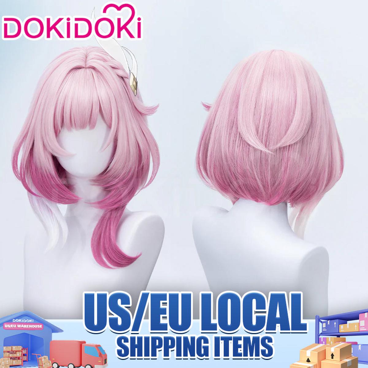 EU LOCAL SHIPPING DokiDoki Game Honkai Star Rail Cosplay Cyrene Wig Short Curly Light Dark Pink Gradient Hair Head Accessory Set