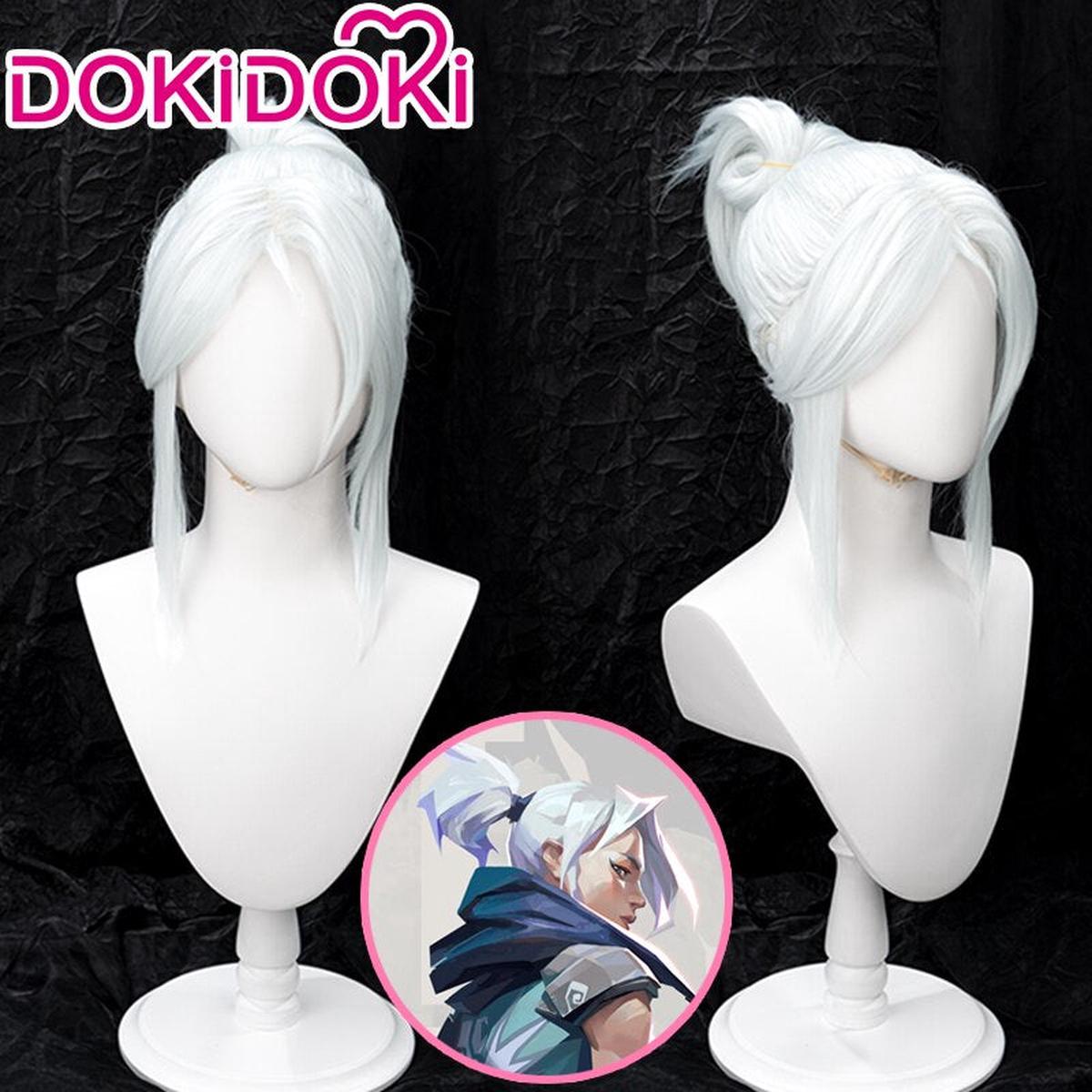 Ready For ShipDokiDoki Game Valorant Cosplay Jett Cosplay Wig White Hair VALORANT