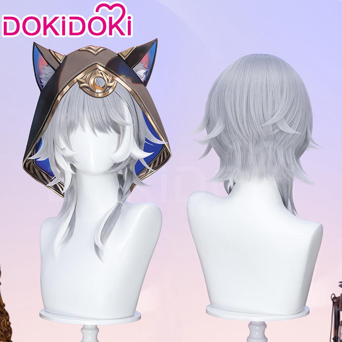 Ready For ShipDokiDoki Game Honkai Star Rail Cosplay Cipher Wig Long Straight Blue Gray White Highlights Hair