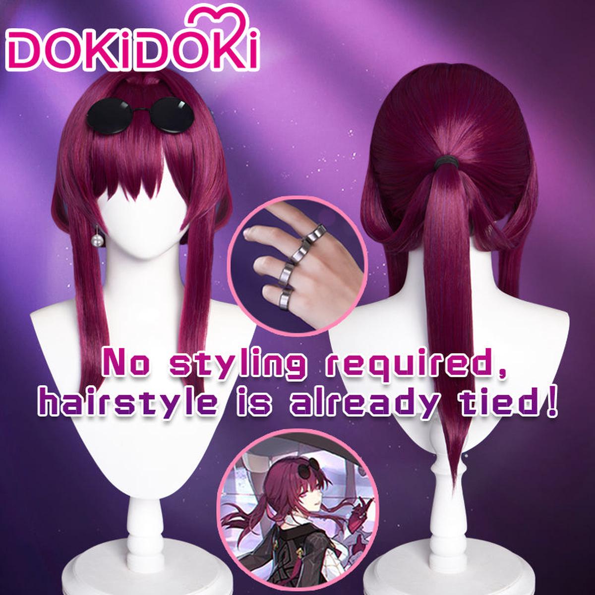 Ready For ShipDokiDoki Game Honkai Star Rail Cosplay Kafka Wig Long Straight Purple Hair Glasses Earrings Ring