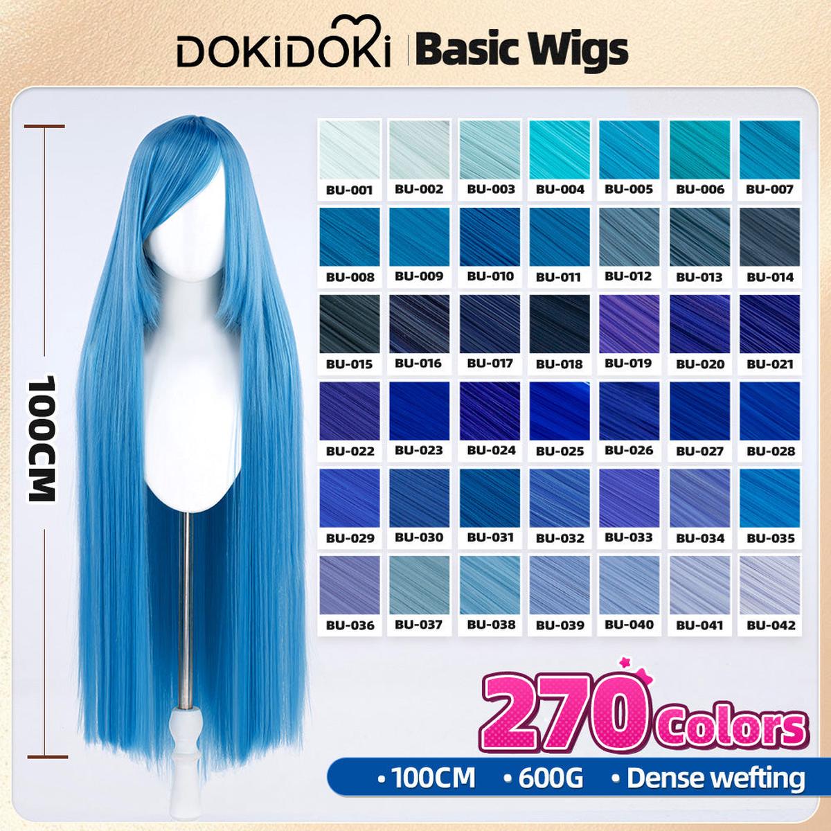 Partially Ready For ShipBlueDokiDoki Cosplay Wig Basic Wig Long Straight Blue 100 CM Hair Wig Base