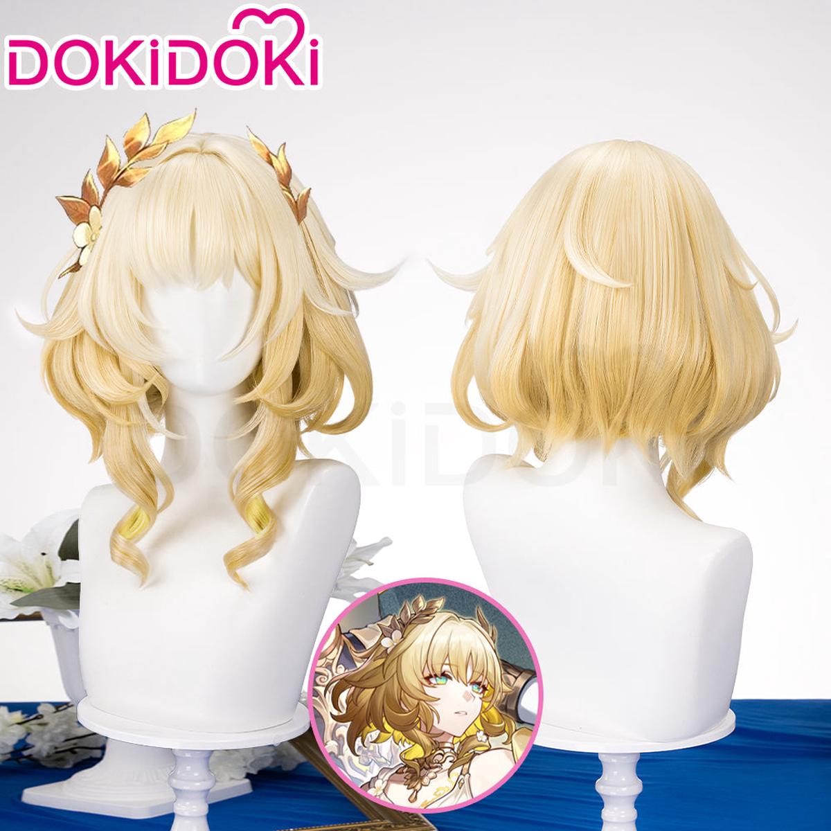 Ready For ShipDokiDoki Game Honkai Star Rail Cosplay Aglaea Wig Short Golden Trichiasis Hair