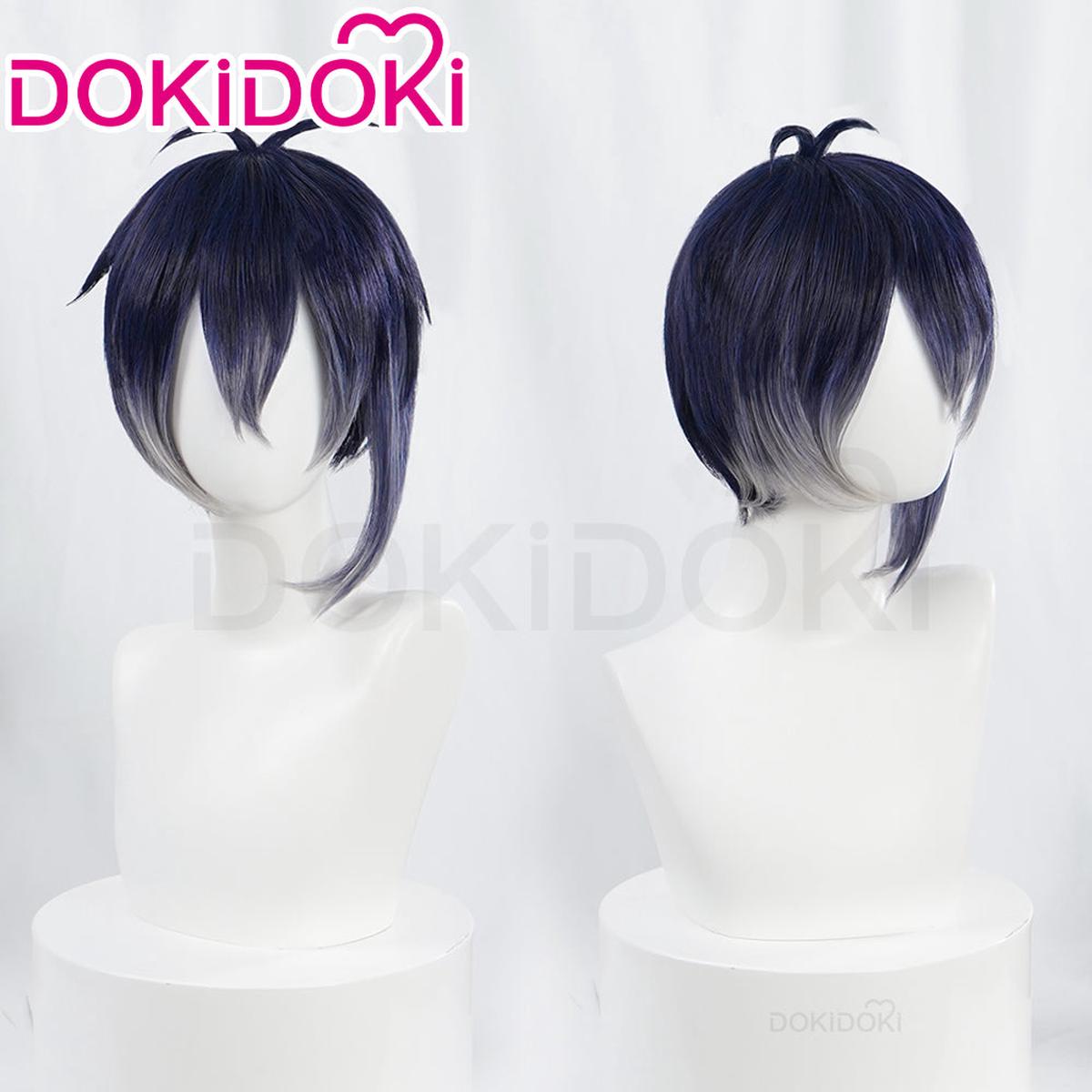 Ready For ShipDokiDoki Game Touken Ranbu Cosplay Mikazuki Munechika Wig Short Blue Black Hair
