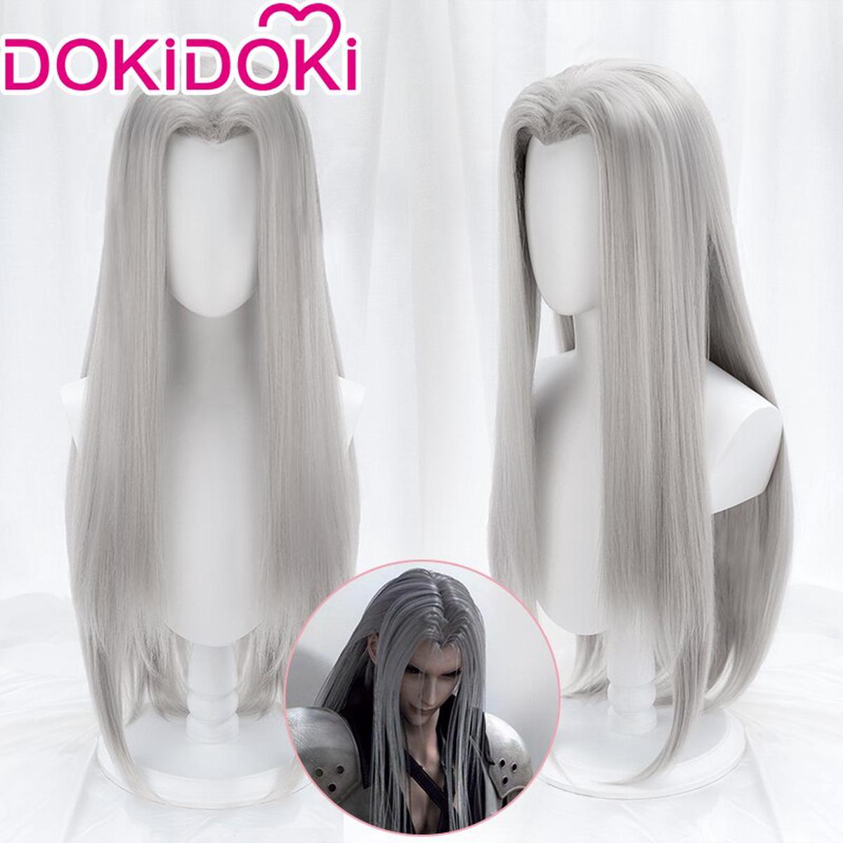 DokiDoki Game Sephiiroth Cosplay Wig Men Silver Long Hair