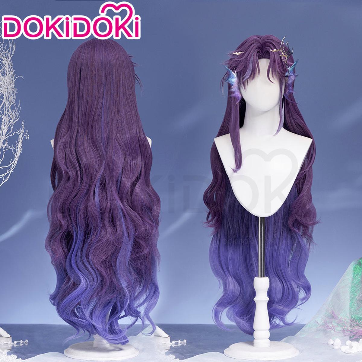 Ready For ShipDokiDoki Game Love And Deepspace Cosplay Rafayel Lemuria Sea God Wig Tattoo Long Curly Purple Hair Submerged Eclipse