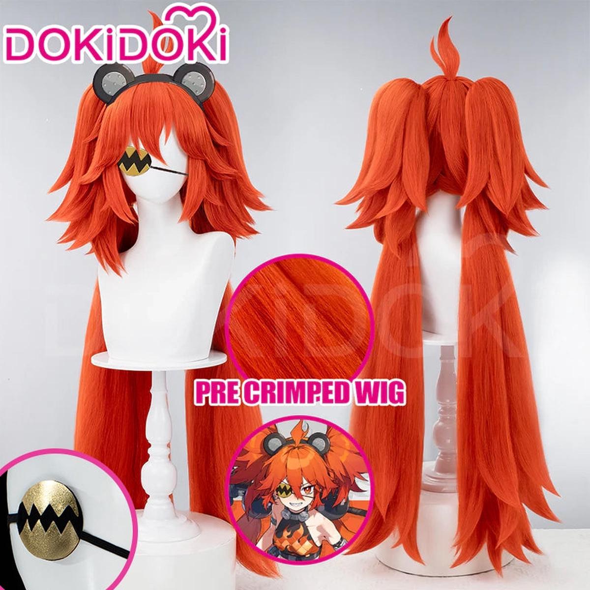 Wig Ready For ShipPre Crimped DokiDoki Game Zenless Zone Zero Cosplay Koleda Belobog Wig Eyeshade Long Straight Orange Red Hair