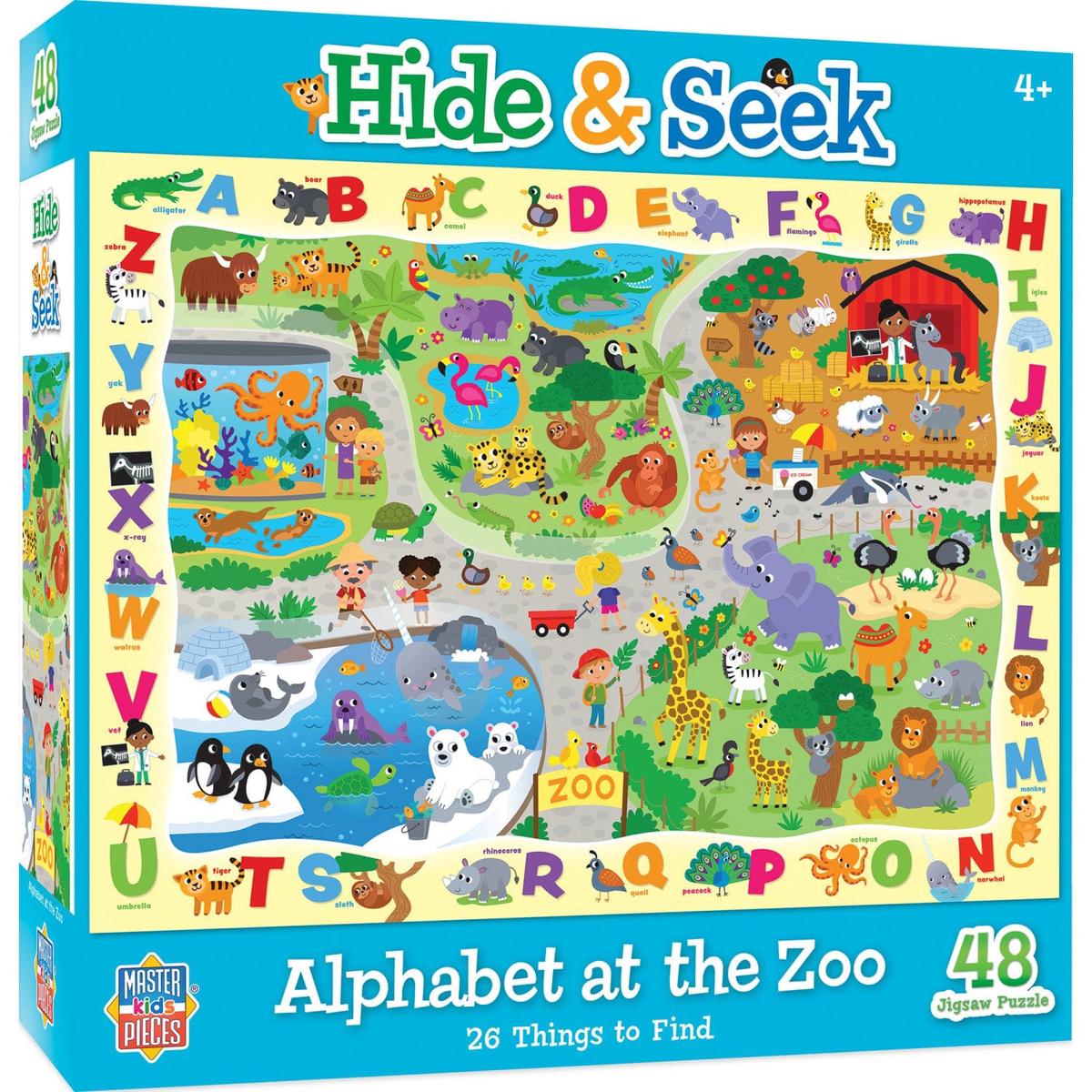 Hide Seek - Alphabet at the Zoo 48 Piece Jigsaw Puzzle