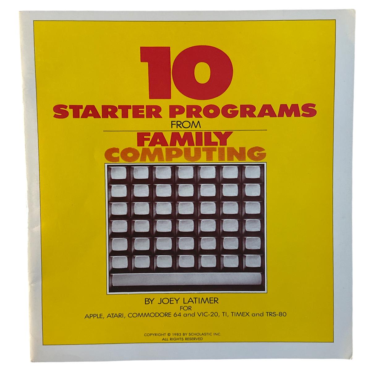 10 Starter Programs from Family Computing for Apple Atari Commodore VIC-20