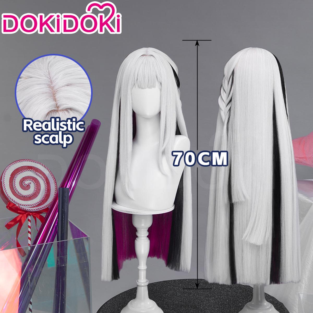 DokiDoki Game Honkai Star Rail Cosplay Nihilux Wig Long Straight White Black Purple Hair Braids Planarcadia
