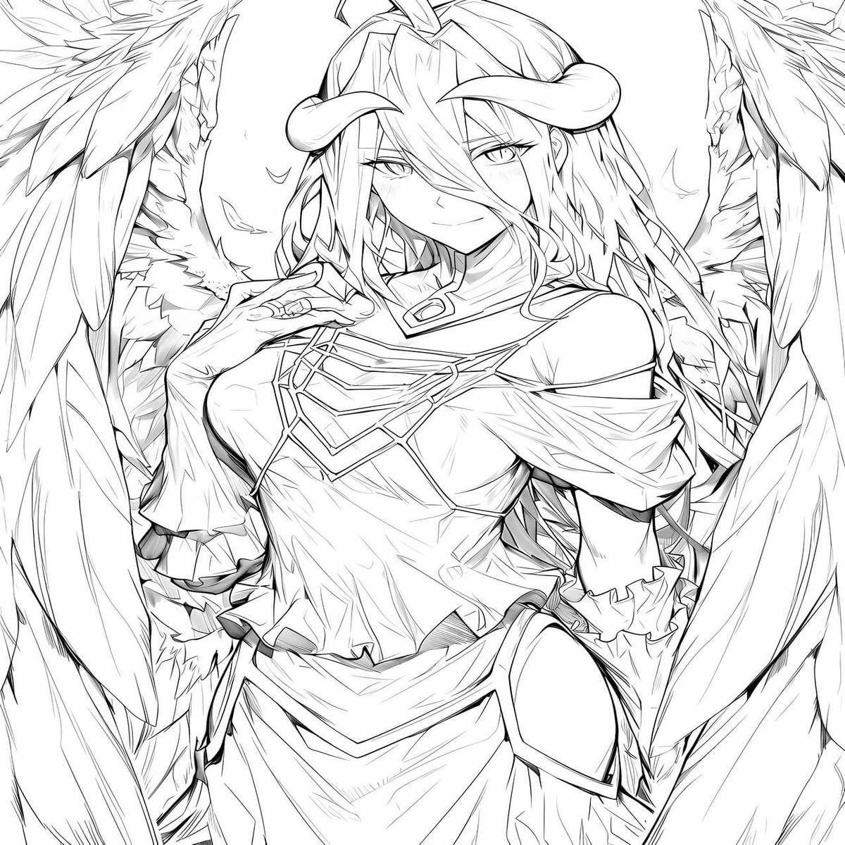 Albedo Seraph of Colors Anime Coloring Page by Infinite Visibility