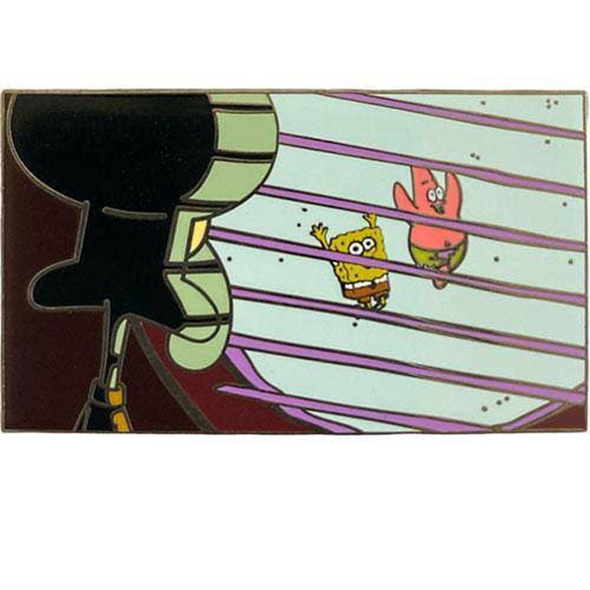 Zen Monkey Squidward Looking Through Window- Spongebob Squarepants Pin